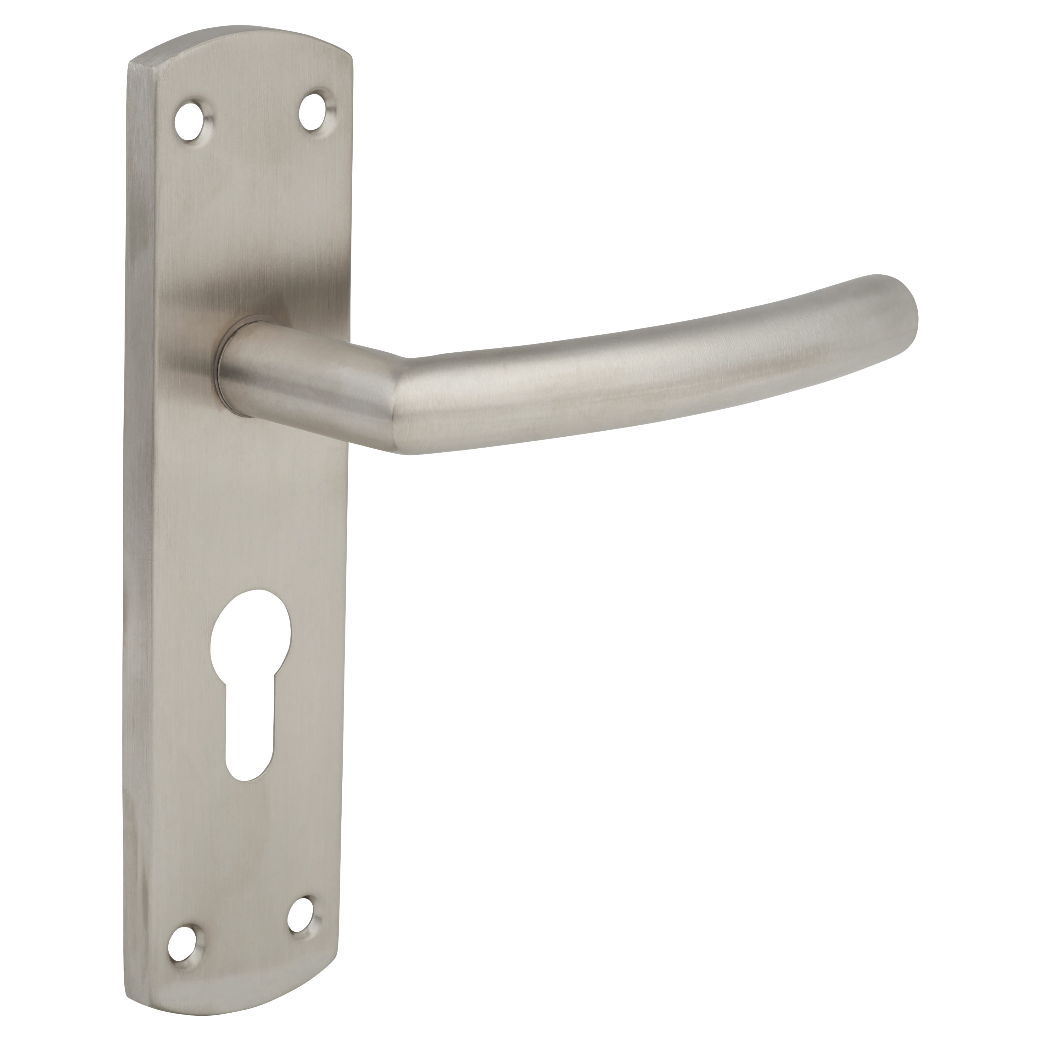 Satin Stainless Steel Arched Euro Lock Door Handles - 172 x 44mm - view 3