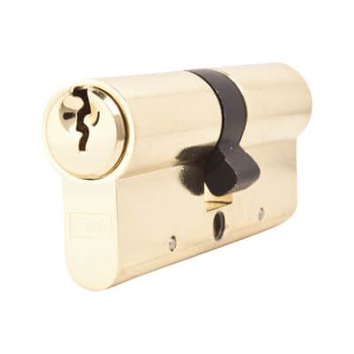 5 Pin 70mm Euro Double Cylinder - 35 + 35mm - Polished Brass - Keyed to Differ - view 2