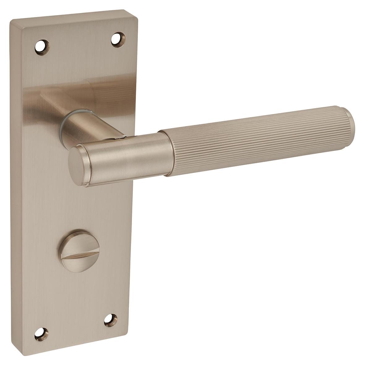 Satin Nickel Lines Bathroom Door Handles - Nova Range - 155 x 55mm - view 4