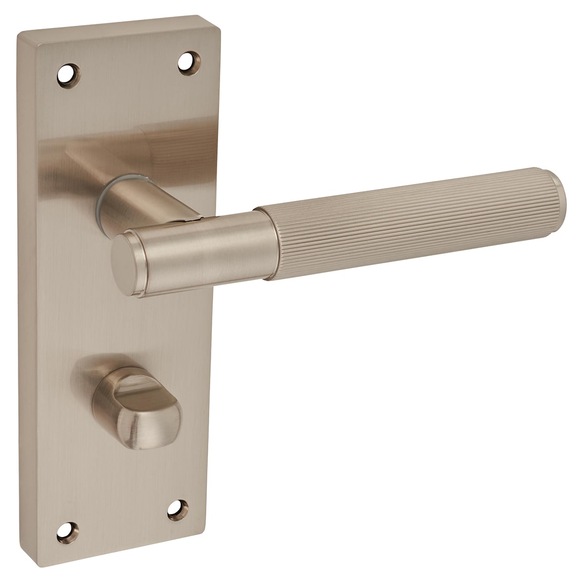 Satin Nickel Lines Bathroom Door Handles - Nova Range - 155 x 55mm - view 5