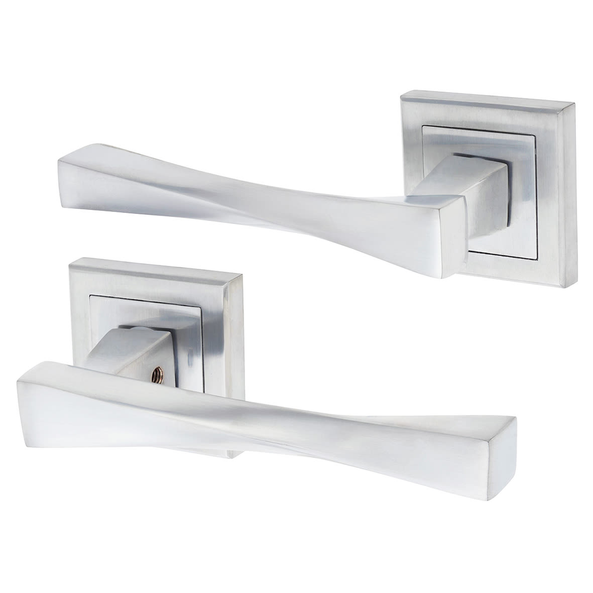 Satin Chrome 3 Lever Sashlock Door Handles on Square Rose Pack - Spirit Range - view 2