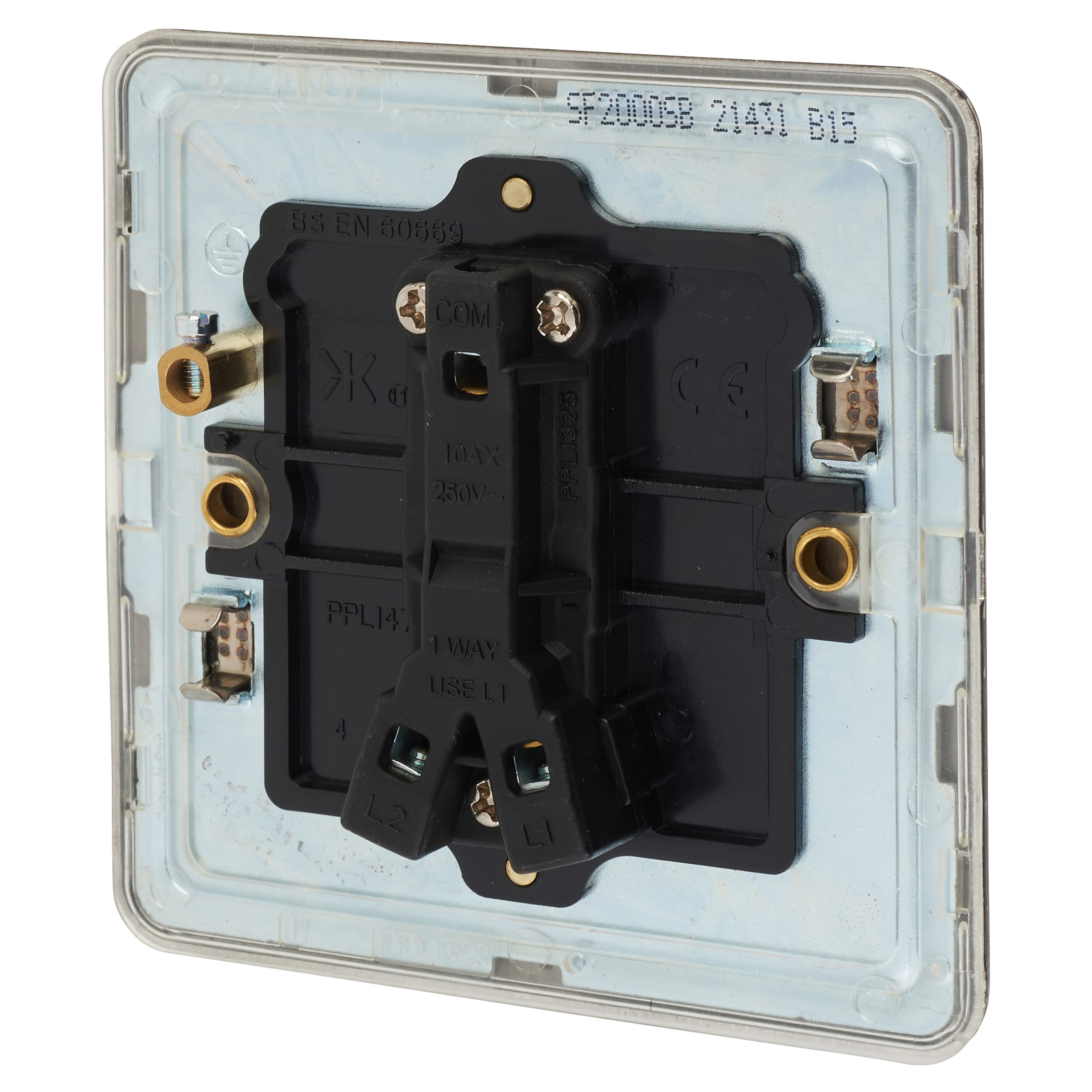10AX 1 Gang Screwless Flat Plate Light Switch - Smoked Bronze - view 3