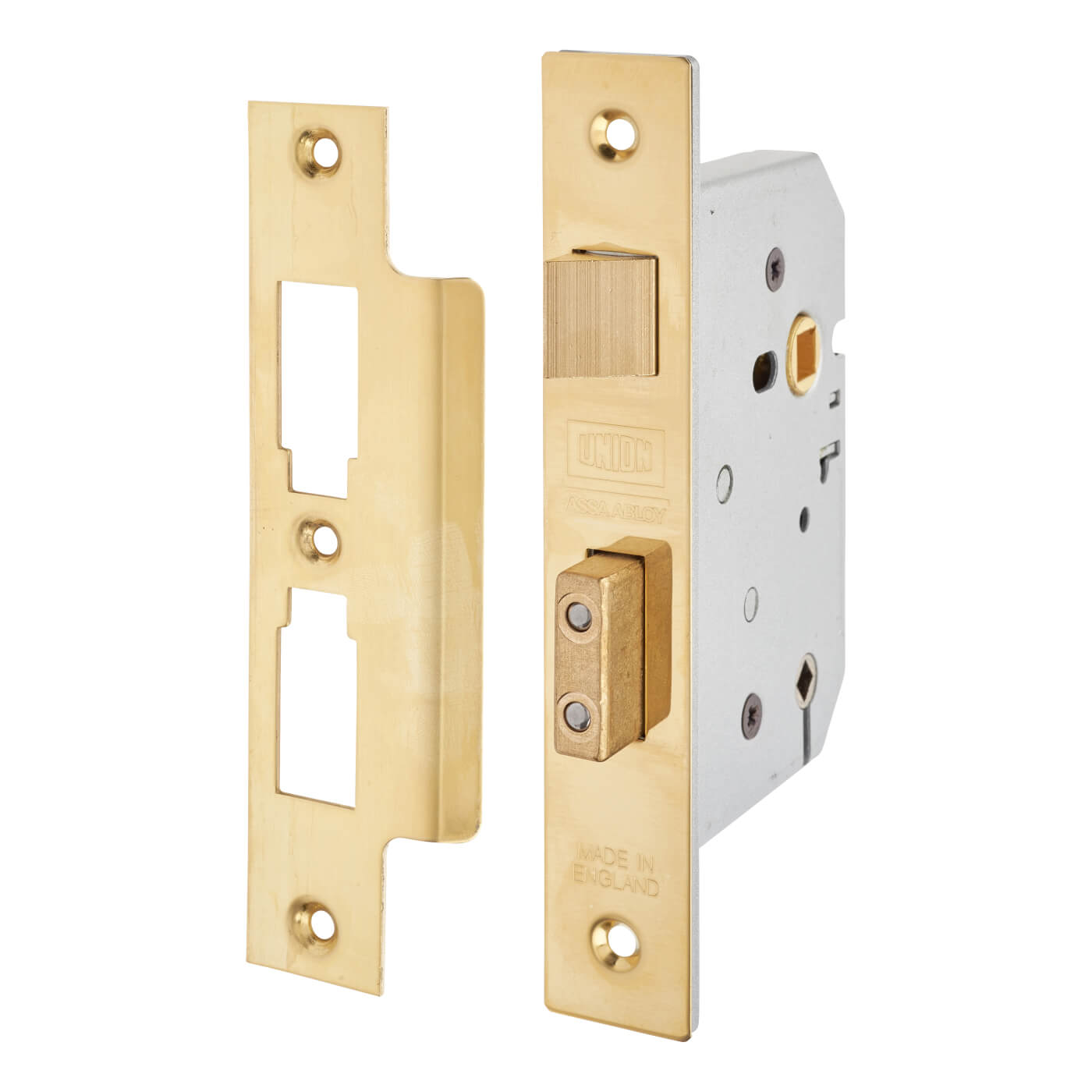 2226 Bolt Through Bathroom Lock - 77.5mm Case - 57mm Backset - Polished Brass - view 2