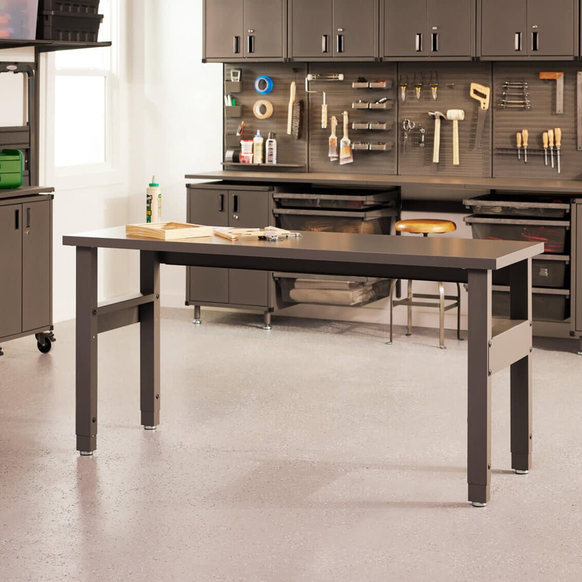 Garage+ Storage Top Track System - Adjustable Workbench - 834-1077mm x 1800 x 620mm - Matt Grey - view 4