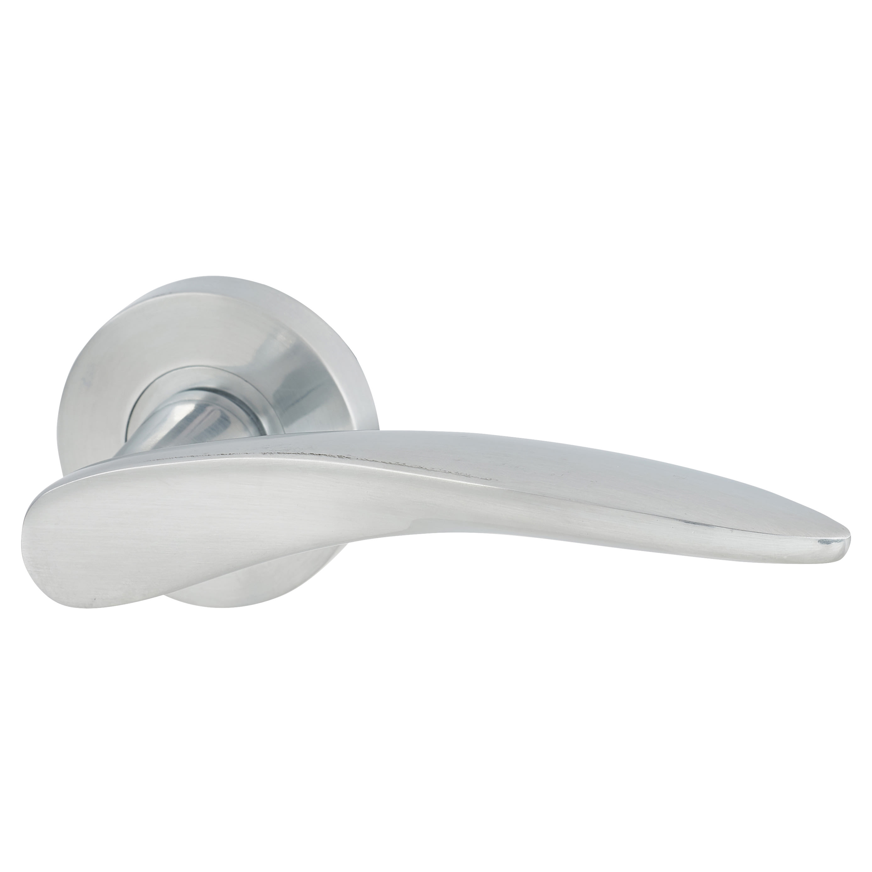 Satin Chrome Door Handles on Round Rose - Vecta Range - view 2