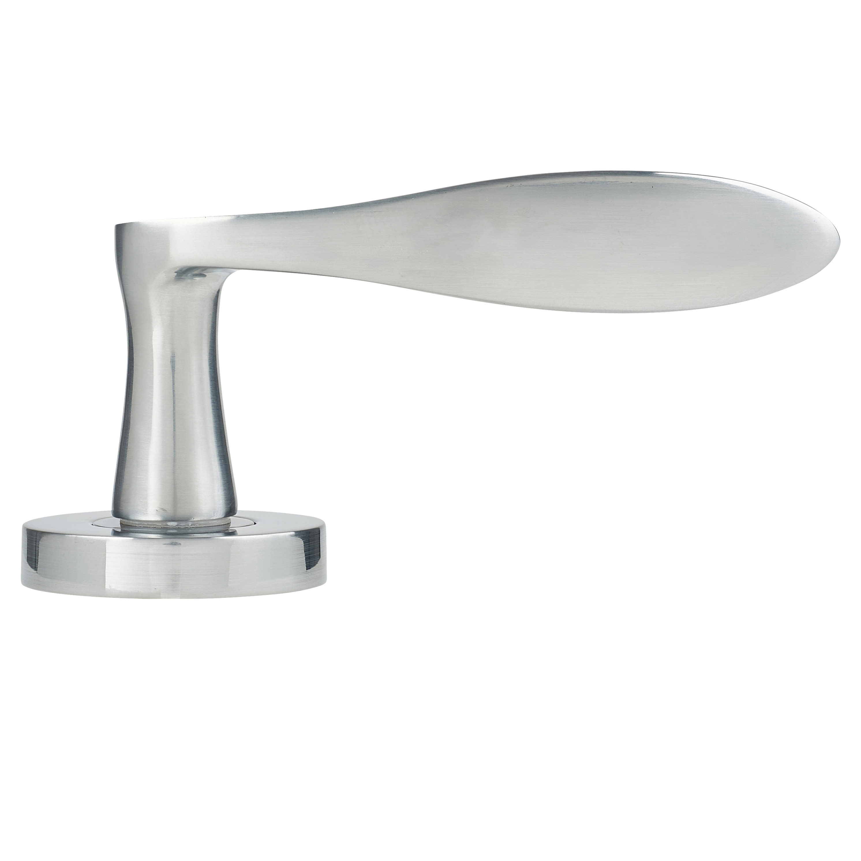 Satin Chrome Door Handles on Round Rose - Vecta Range - view 3