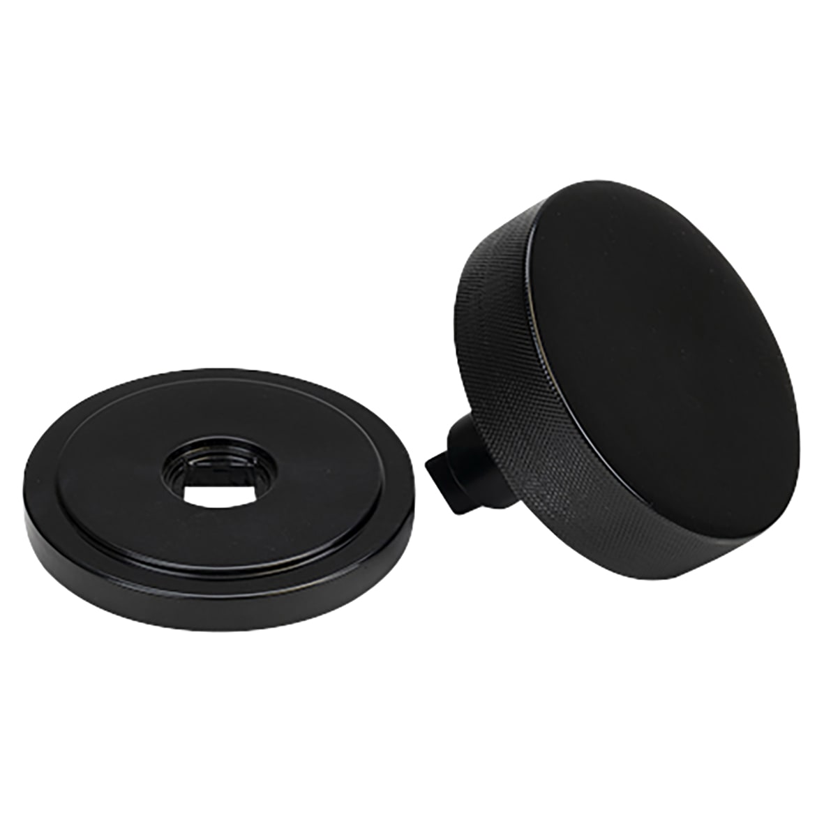 Brompton Black Round Knurled Centre Door Knob on Art Deco Rose - 90mm Rose Diameter - view 3