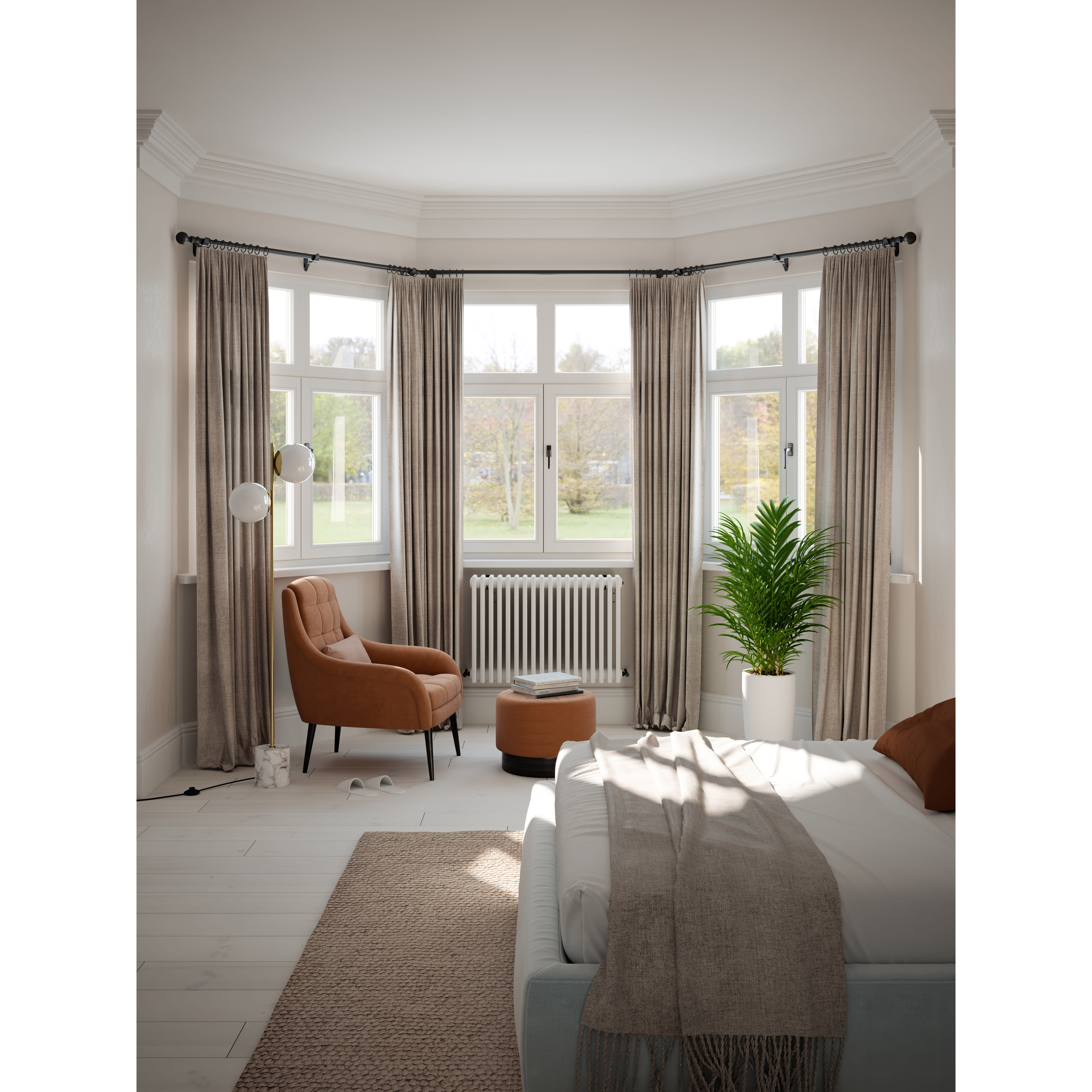 25mm Bay Window Curtain Pole Bracket - Matt Black - view 2