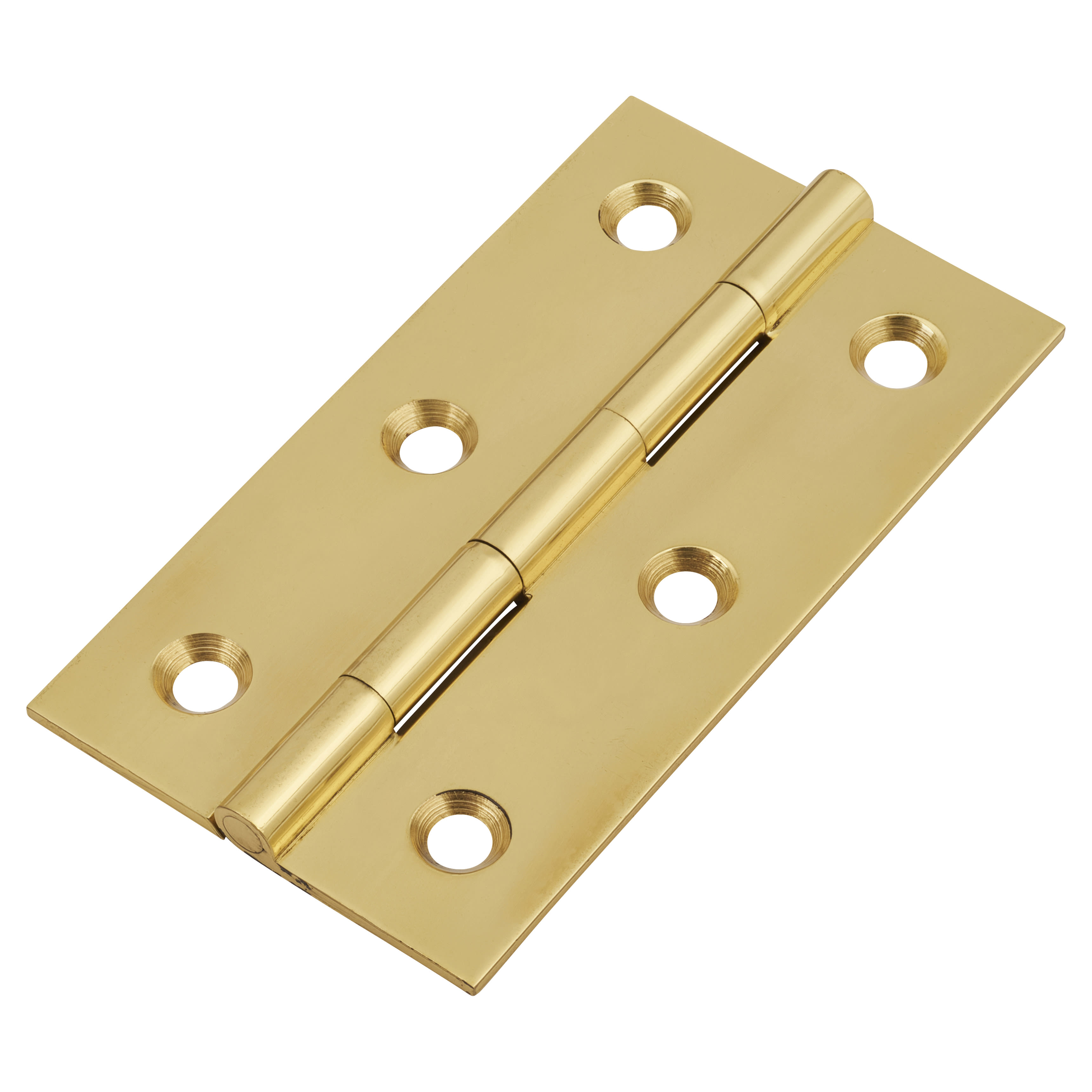 Solid Drawn Butt Cabinet Hinge - 64 x 35 x 1.45mm - Polished Brass - Pair - view 2