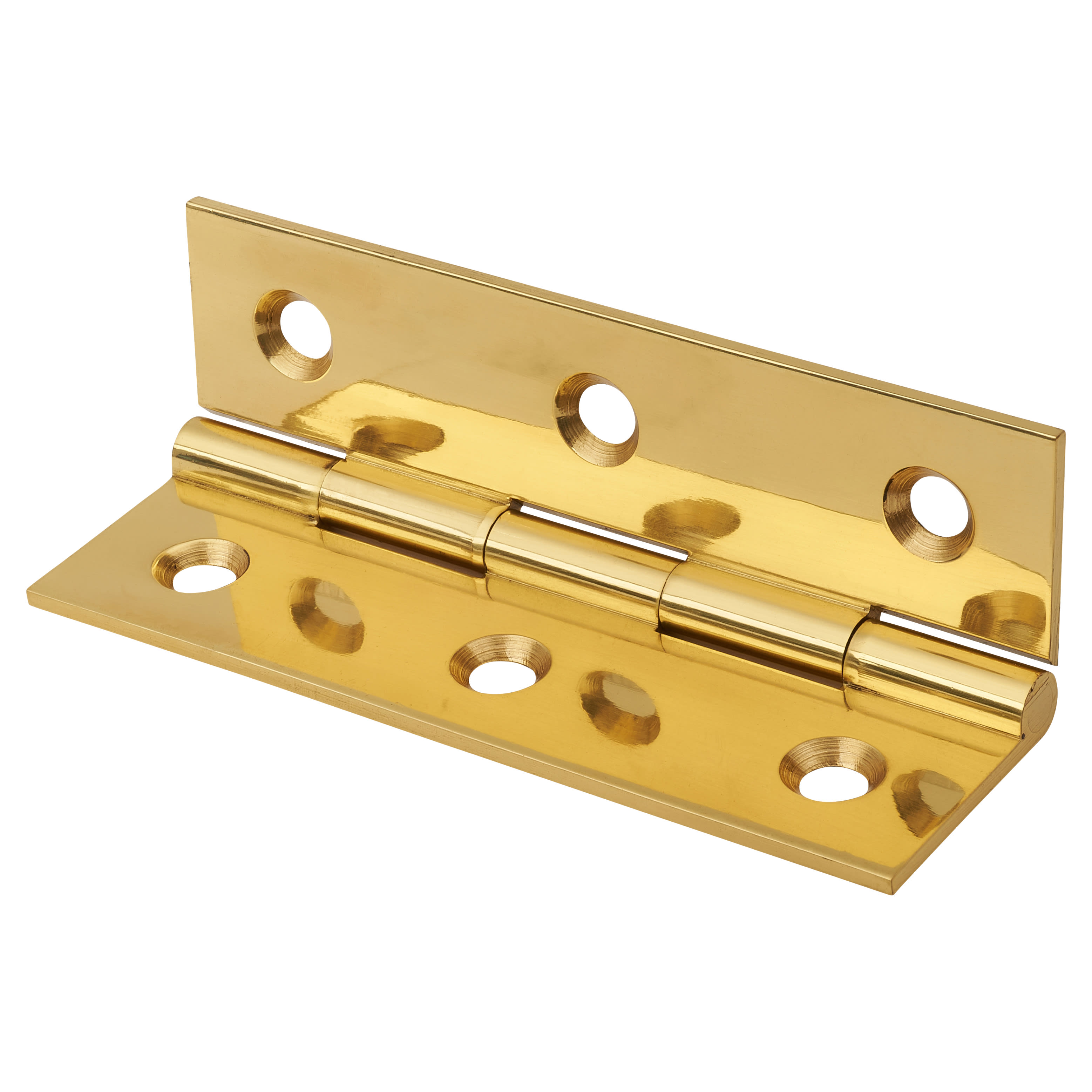Solid Drawn Butt Cabinet Hinge - 64 x 35 x 1.45mm - Polished Brass - Pair - view 3