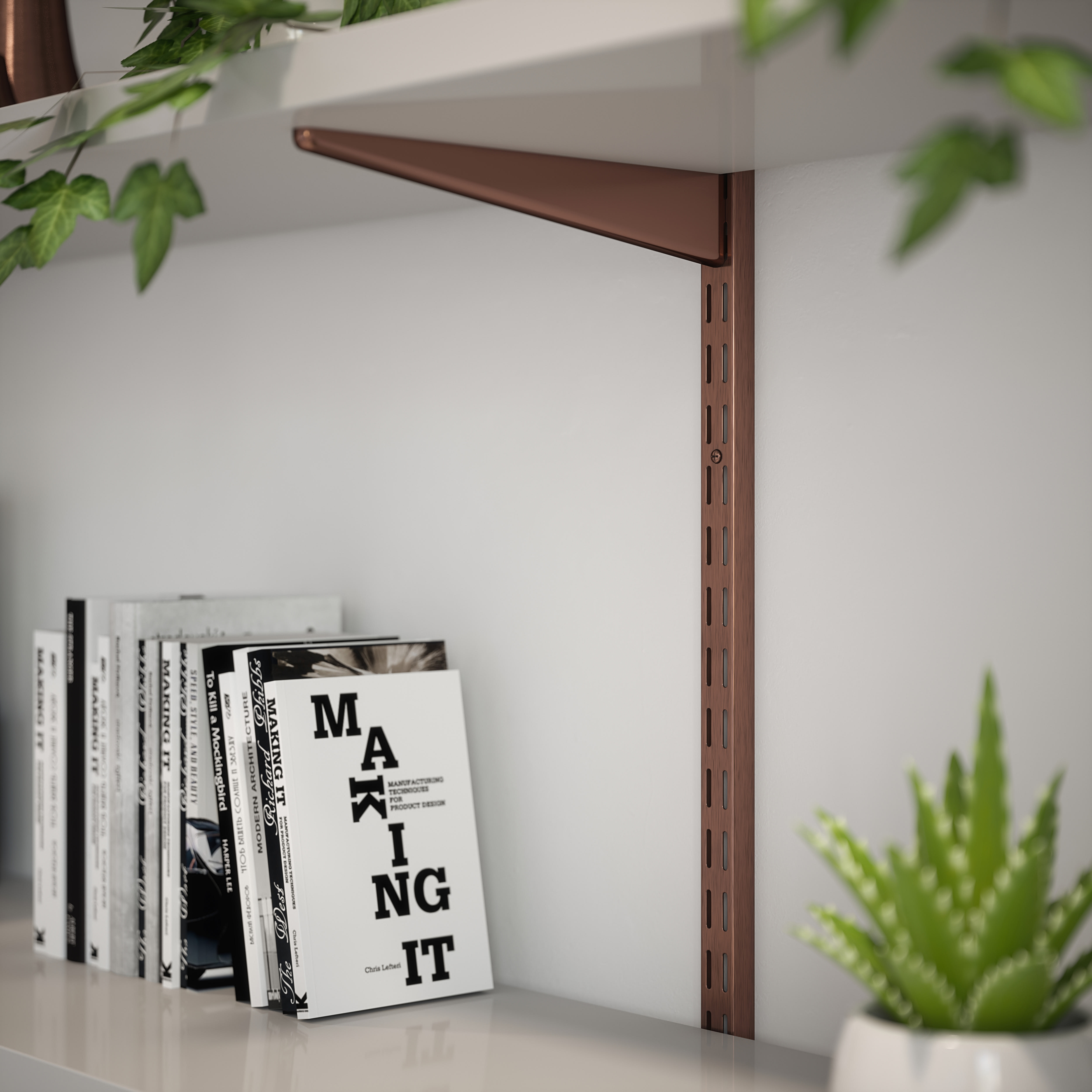 Twin Slot Shelf Bracket - 470mm Length - Antique Copper - view 2