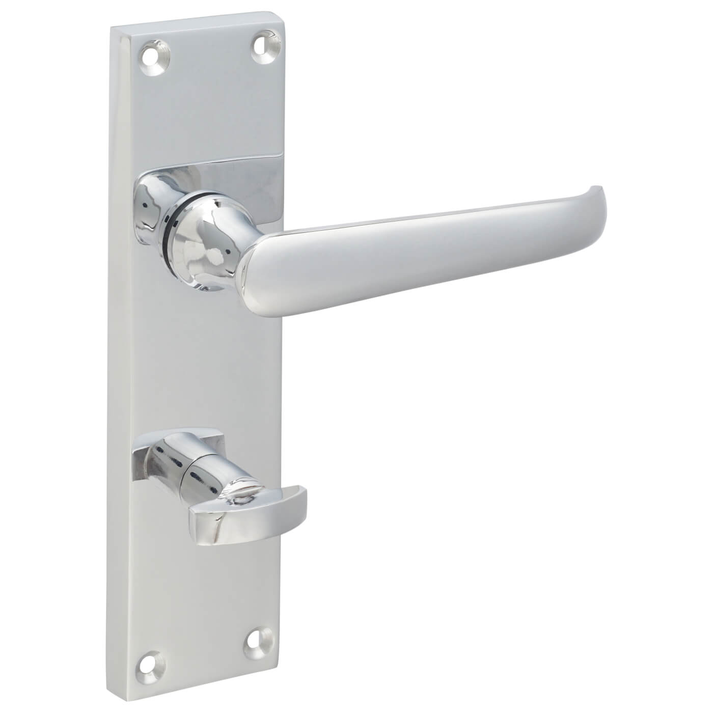 Polished Chrome Victorian Straight Bathroom Door Handles - 155 x 42mm - view 5