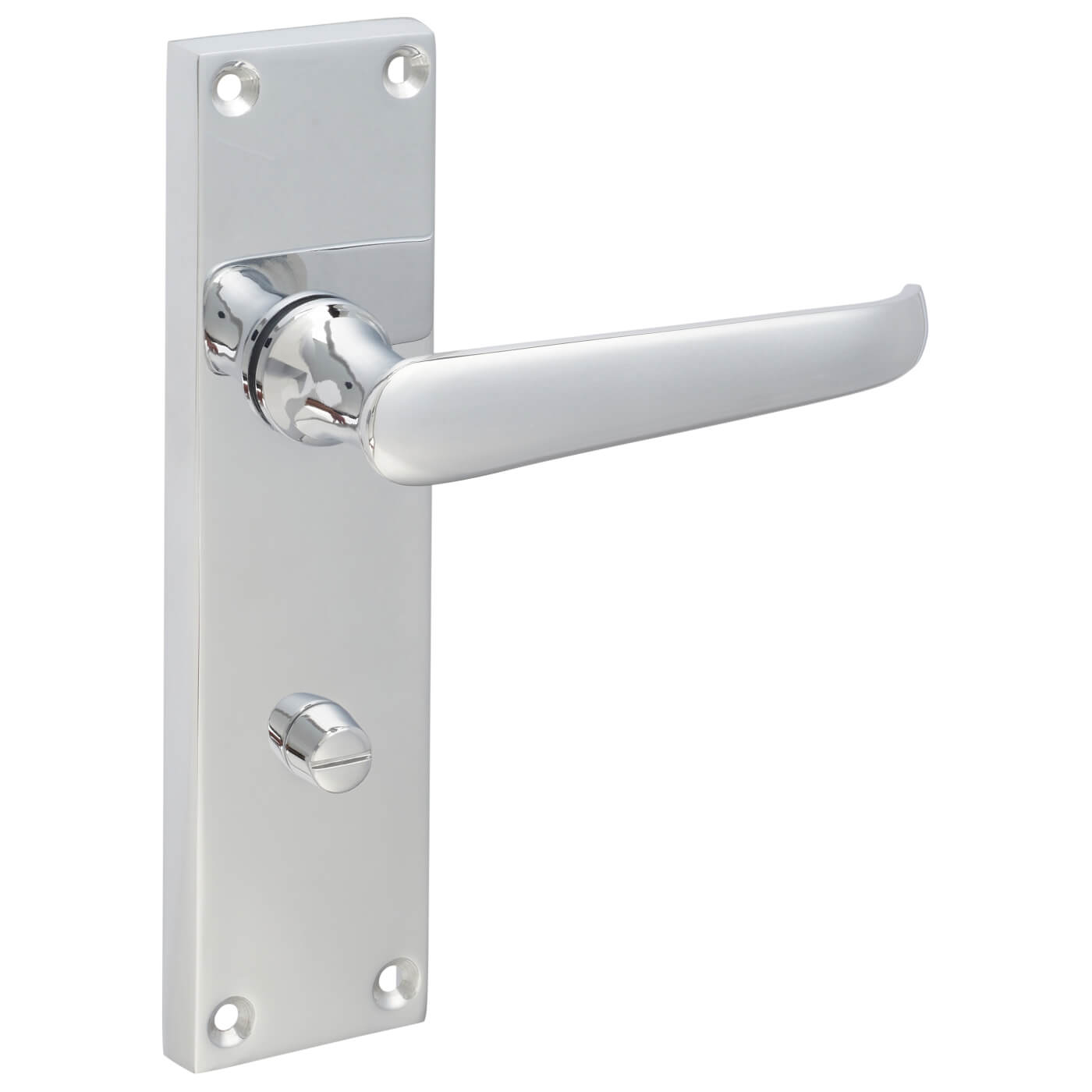 Polished Chrome Victorian Straight Bathroom Door Handles - 155 x 42mm - view 6