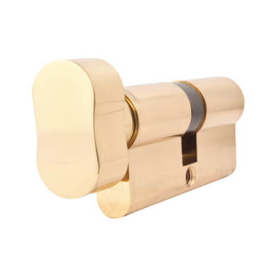 1 Star 6 Pin Kitemarked 70mm Euro Thumbturn Cylinder - 35mm Turn + 35mm - Polished Brass - view 3