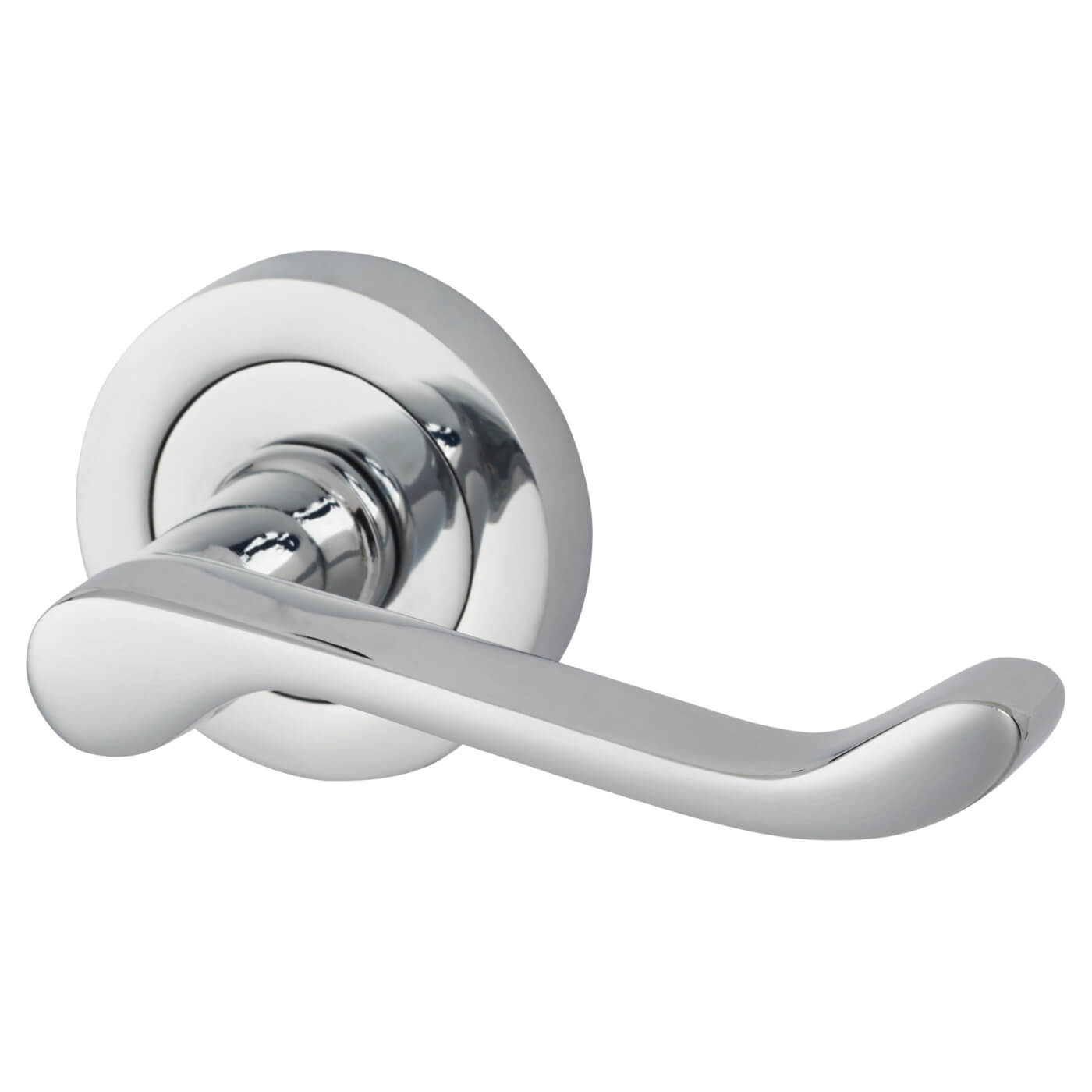 Polished Chrome Victorian Summer Scroll Door Handles on Round Rose - view 2