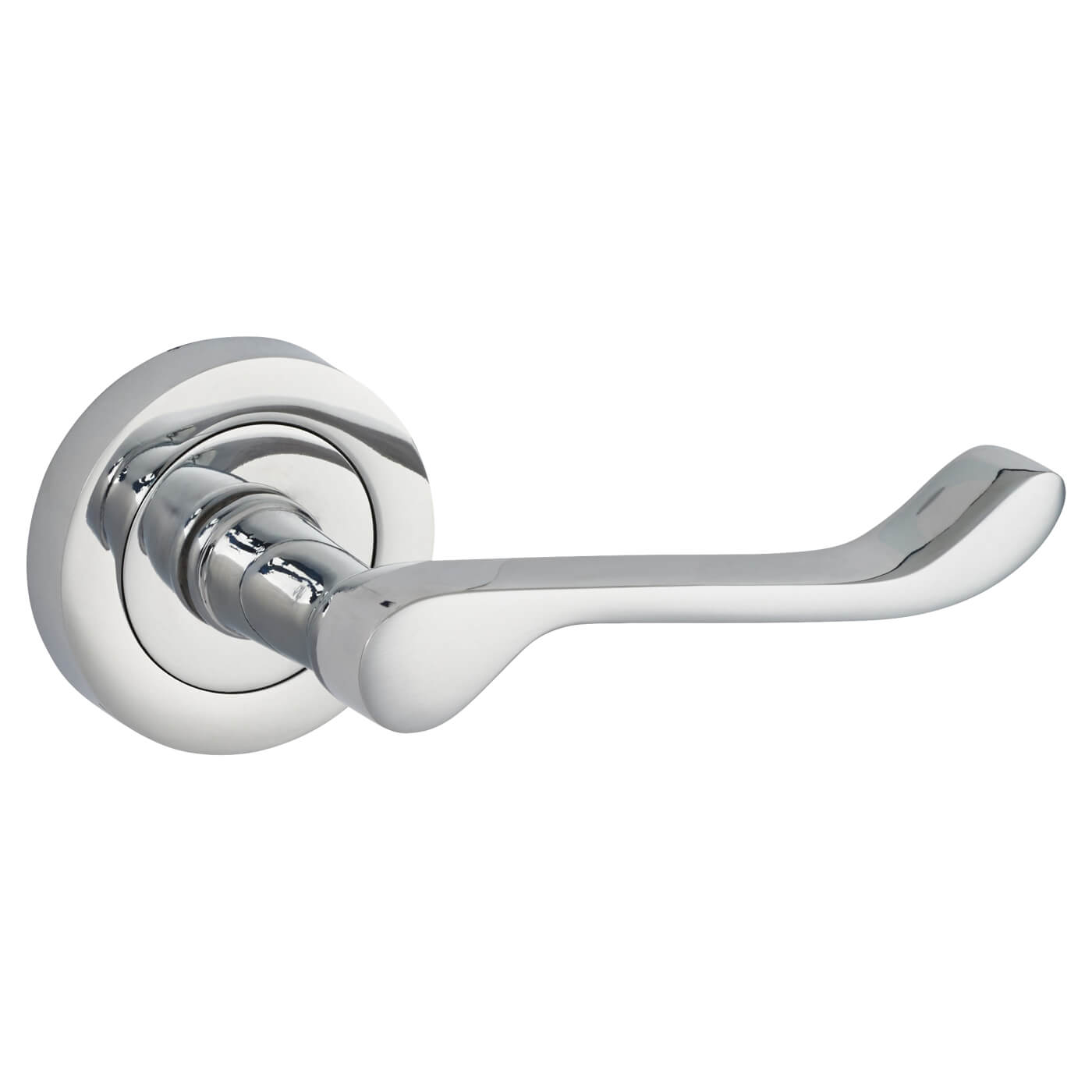 Polished Chrome Victorian Summer Scroll Door Handles on Round Rose - view 3
