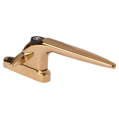 Sparta uPVC/Timber Cockspur Locking Window Handle - 21mm Nose Height - Right Hand - Gold - view 2