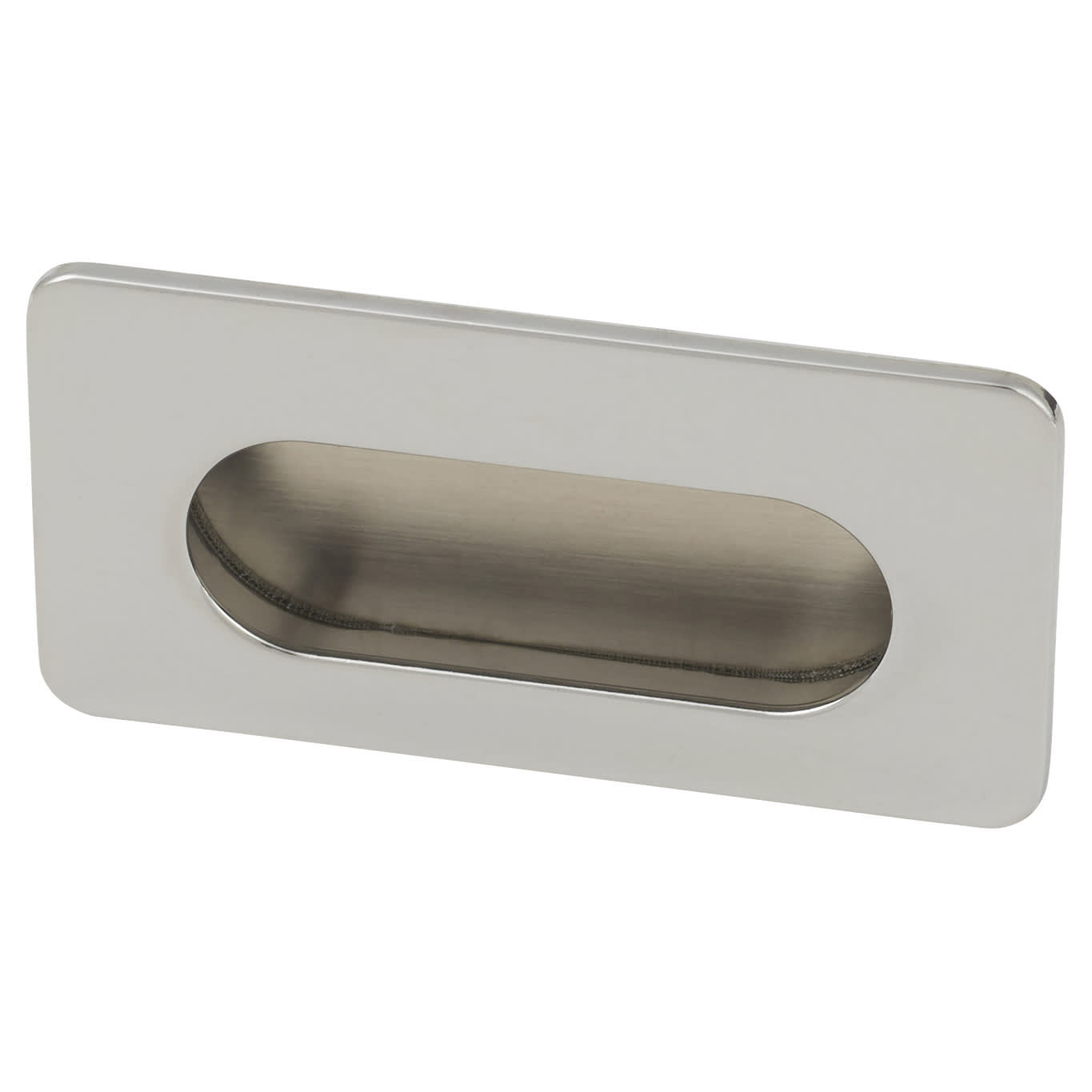 Rectangular Flush Cabinet Pull Handle - 74 x 39mm - Polished Chrome - view 2