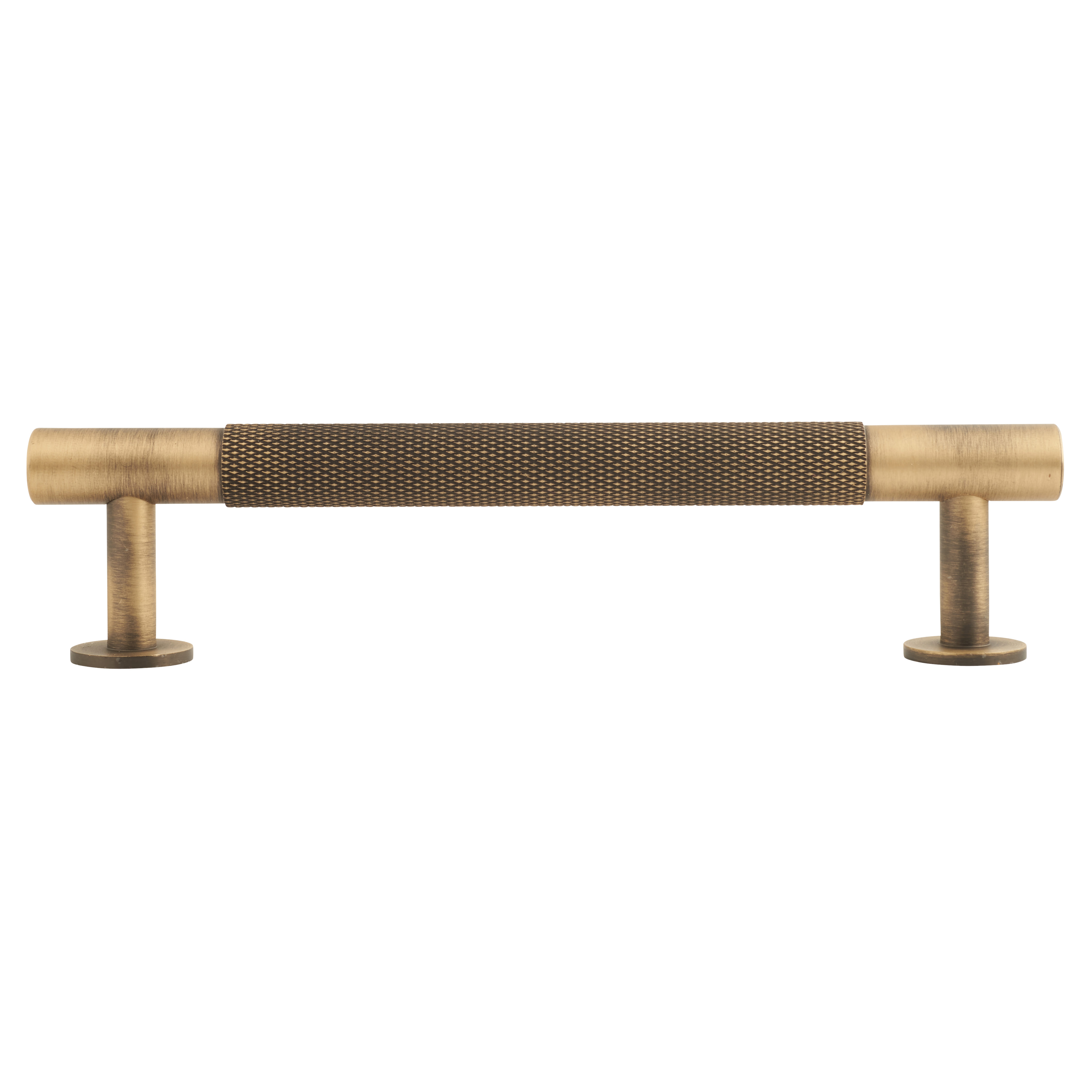 13mm Knurled T-Bar Cabinet Pull Handle - 128mm Centres - Antique Brass - view 2
