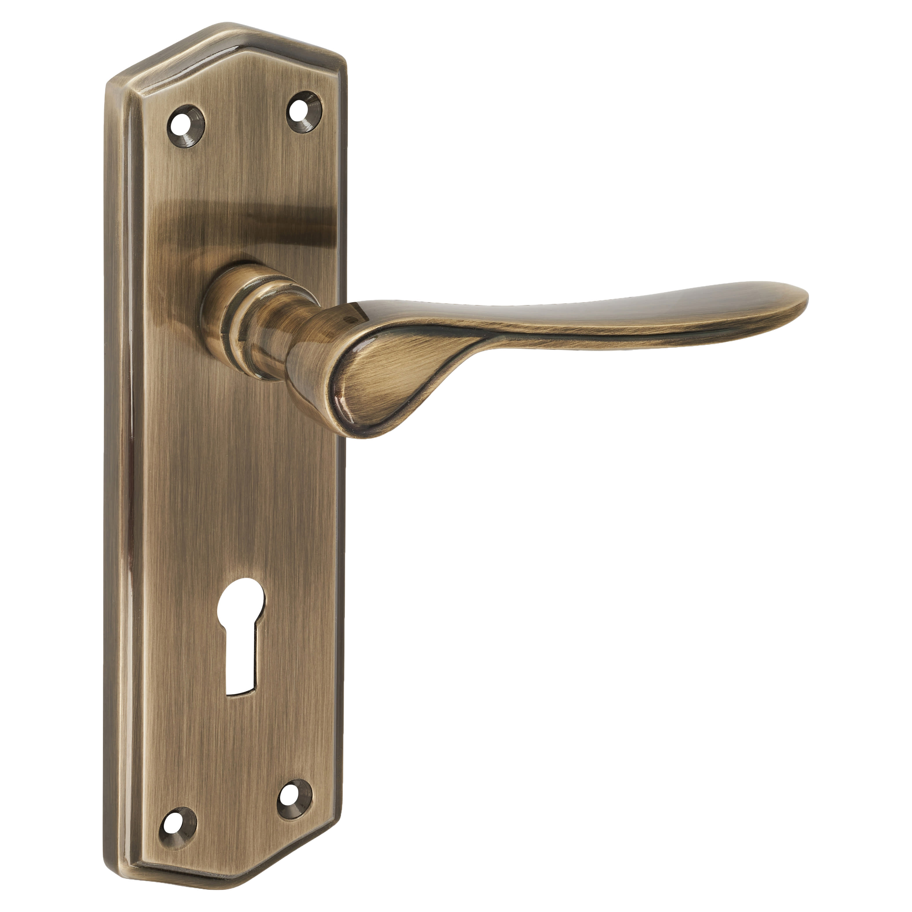 Antique Brass Keyhole Lock Door Handles - Rome Range - 170 x 50mm - view 4