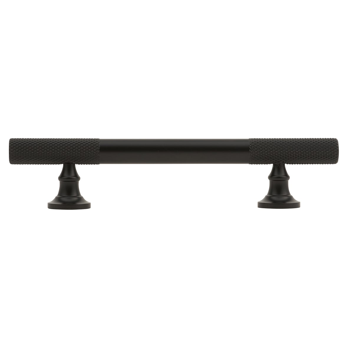 York 12mm Partially Knurled T-Bar Cabinet Pull Handle - 96mm Centres - Matt Black - view 2
