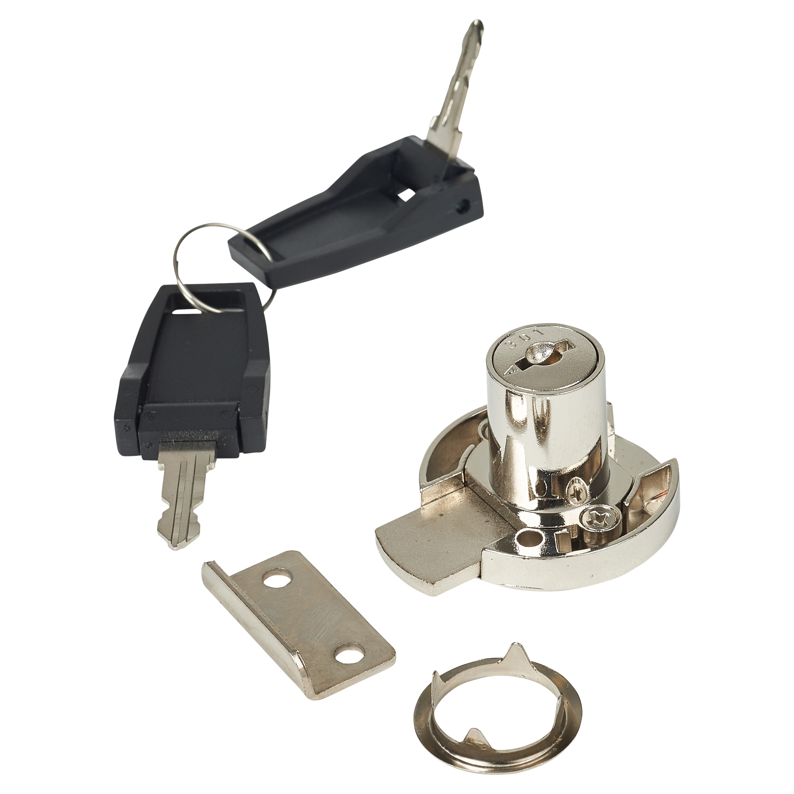 Round Drawer Lock - 18 x 22mm - Keyed Alike - Differ 1 - Nickel Plated - view 2