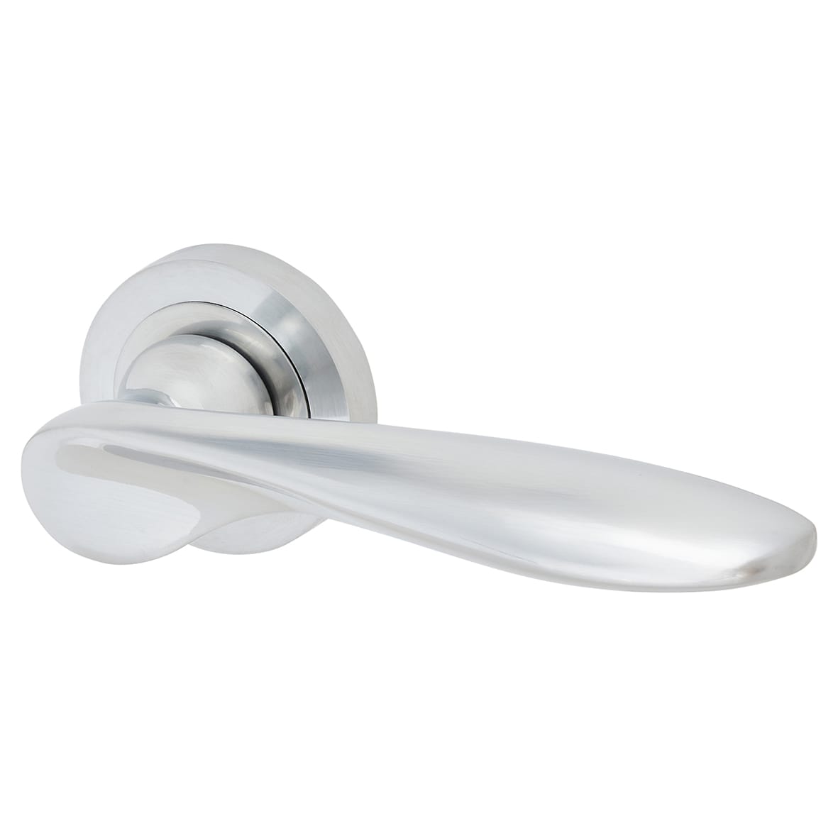 Satin Chrome Door Handles on Round Rose - Lancaster Range - view 2