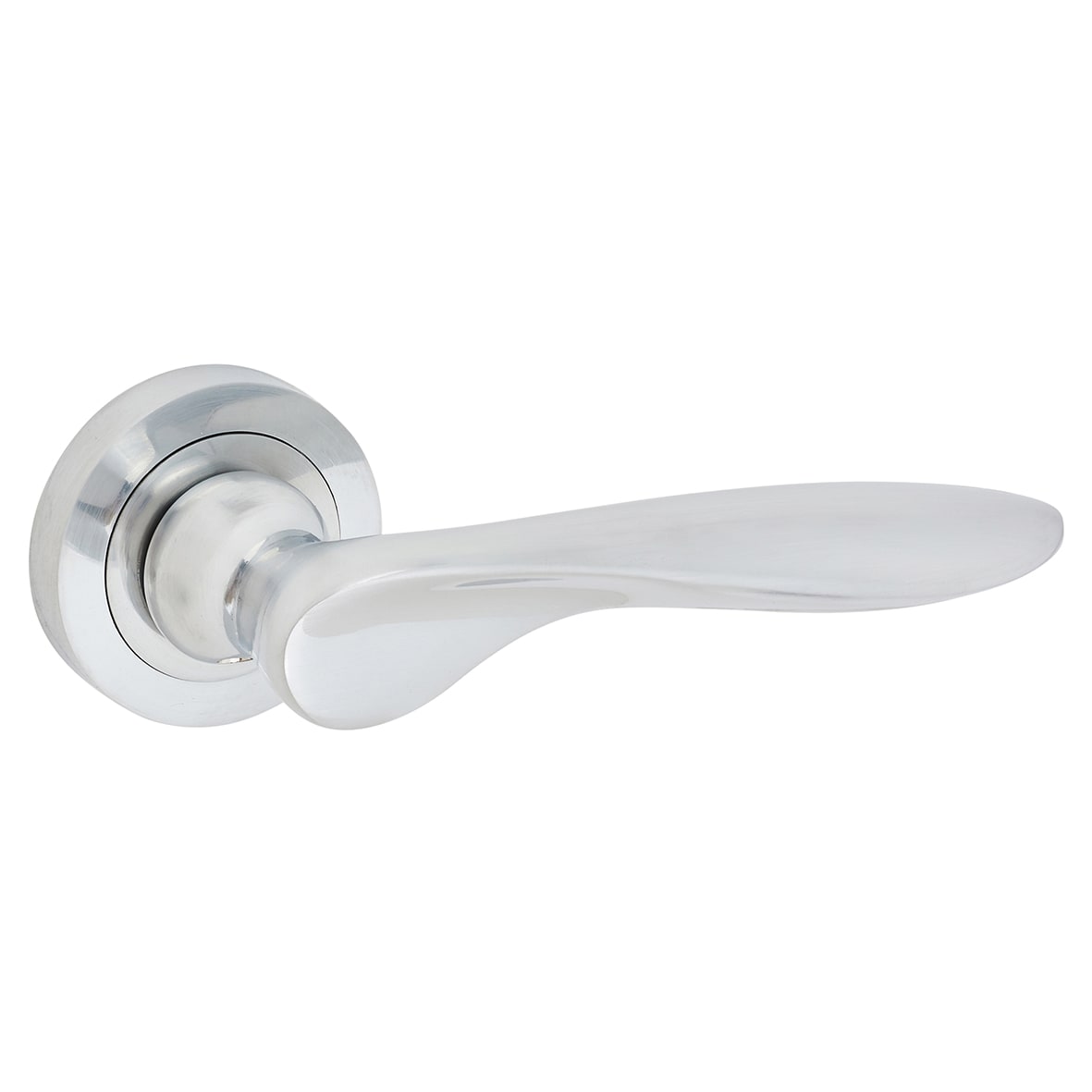 Satin Chrome Door Handles on Round Rose - Lancaster Range - view 3