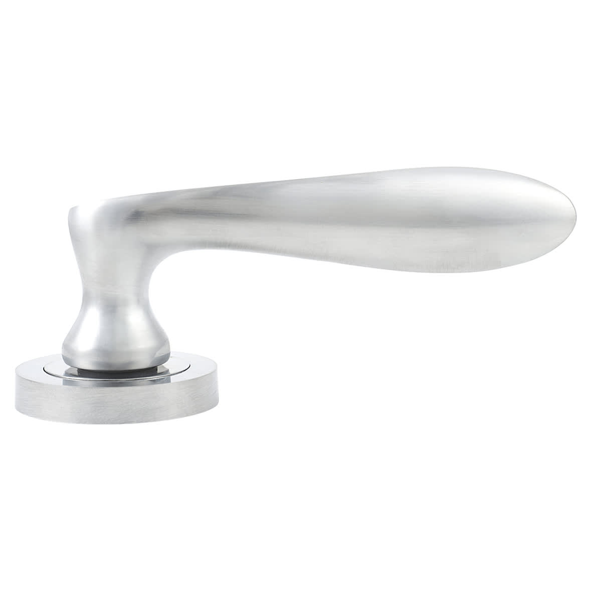Satin Chrome Door Handles on Round Rose - Lancaster Range - view 4