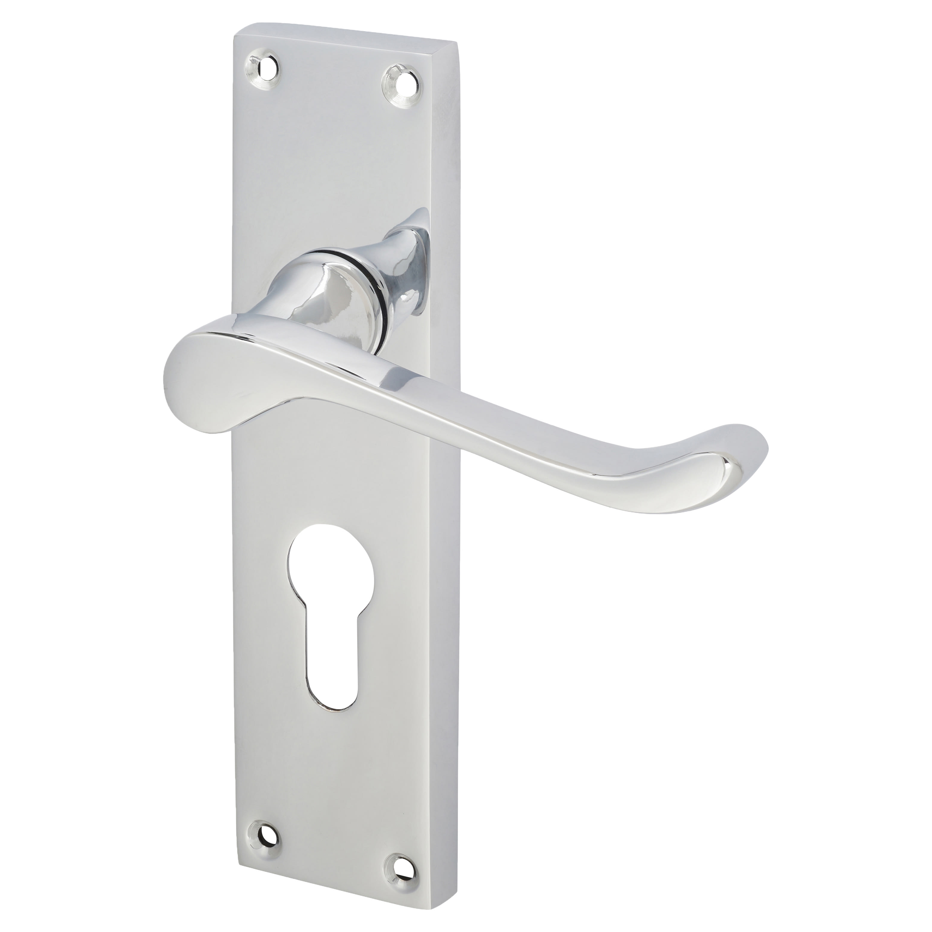 Polished Chrome Victorian Scroll Euro Lock Door Handles - 155 x 42mm - view 2