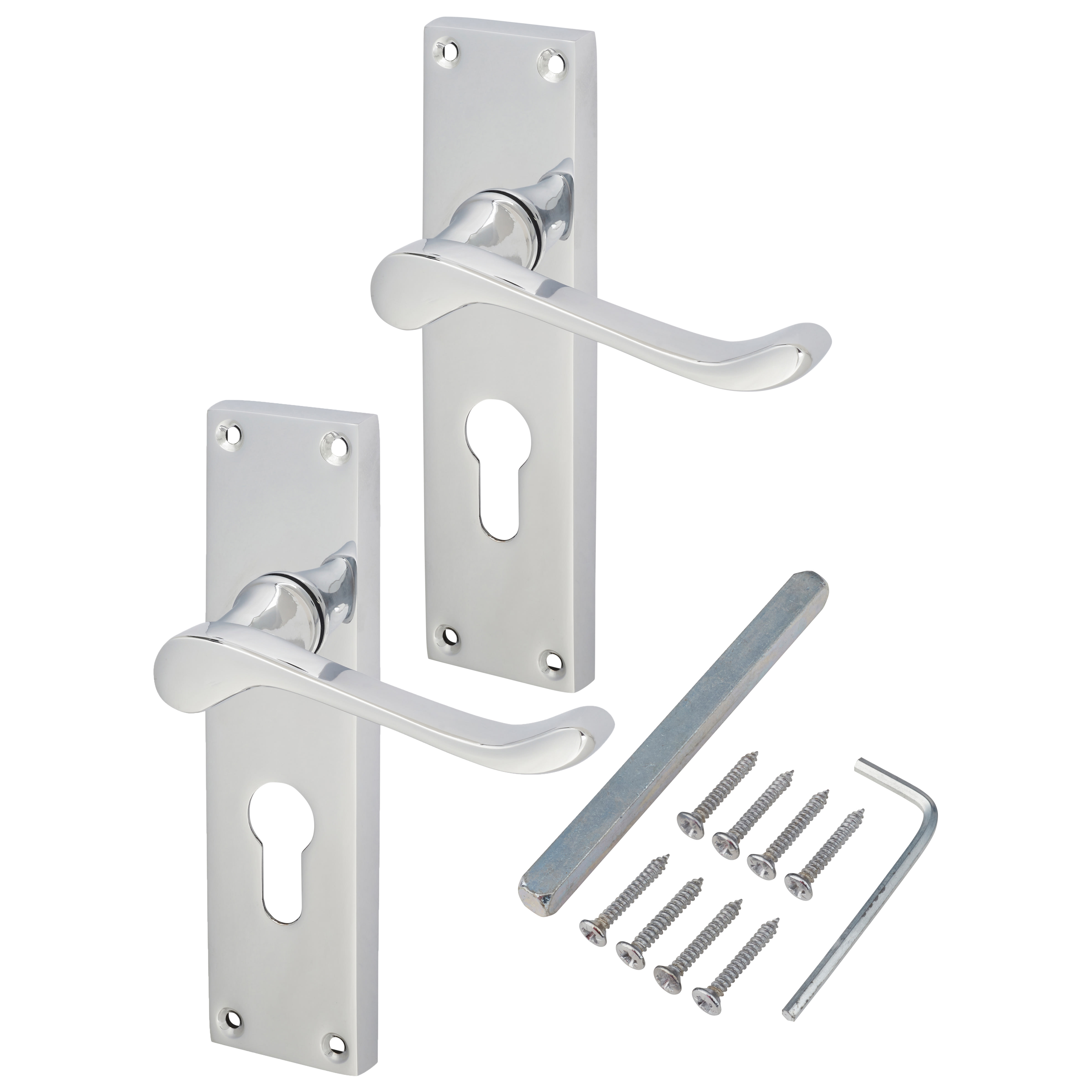 Polished Chrome Victorian Scroll Euro Lock Door Handles - 155 x 42mm - view 3