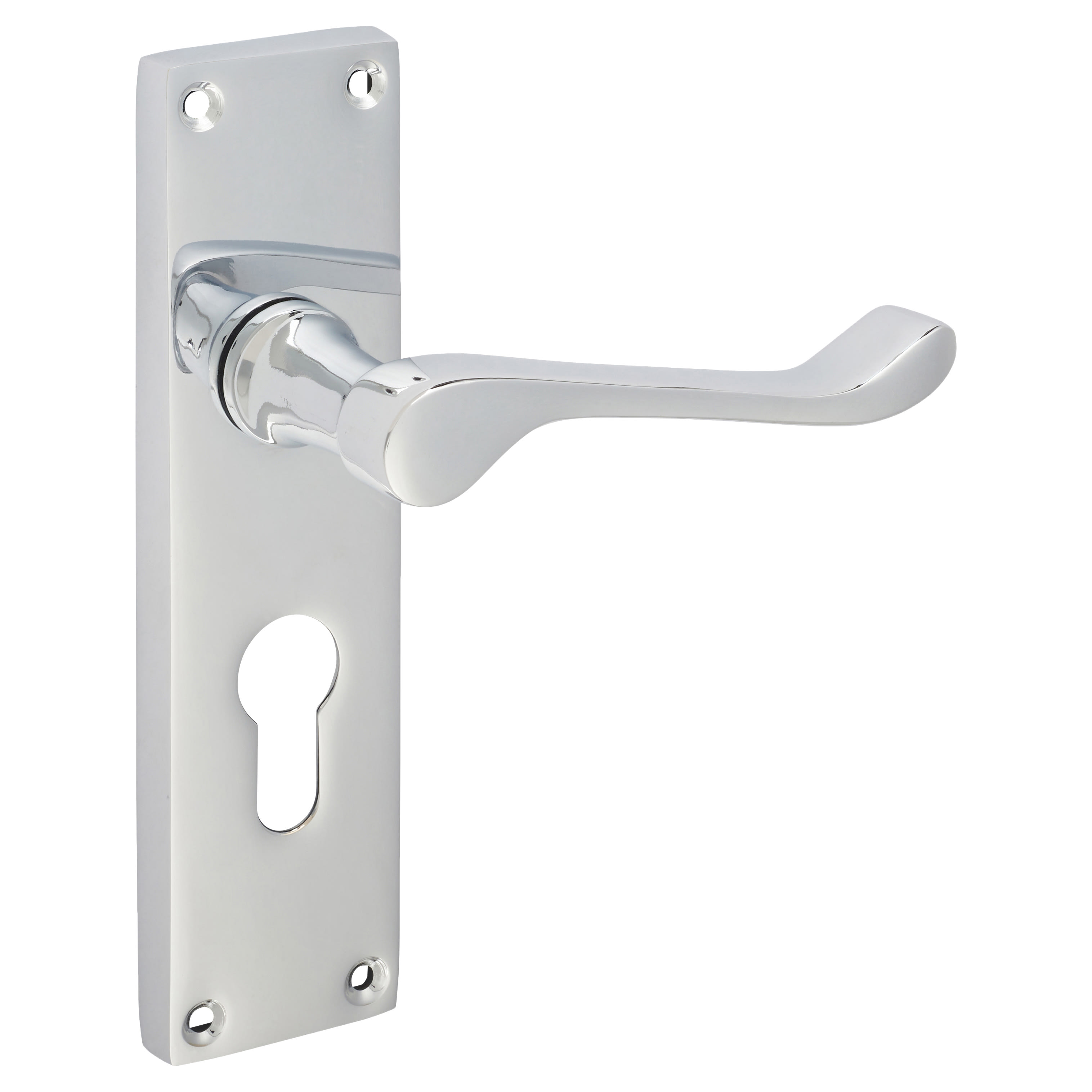 Polished Chrome Victorian Scroll Euro Lock Door Handles - 155 x 42mm - view 4