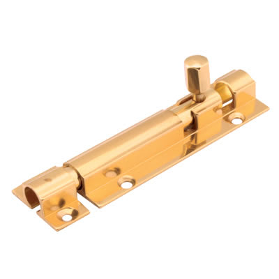 Straight Barrel Bolt - 75 x 25mm - Polished Brass - view 2