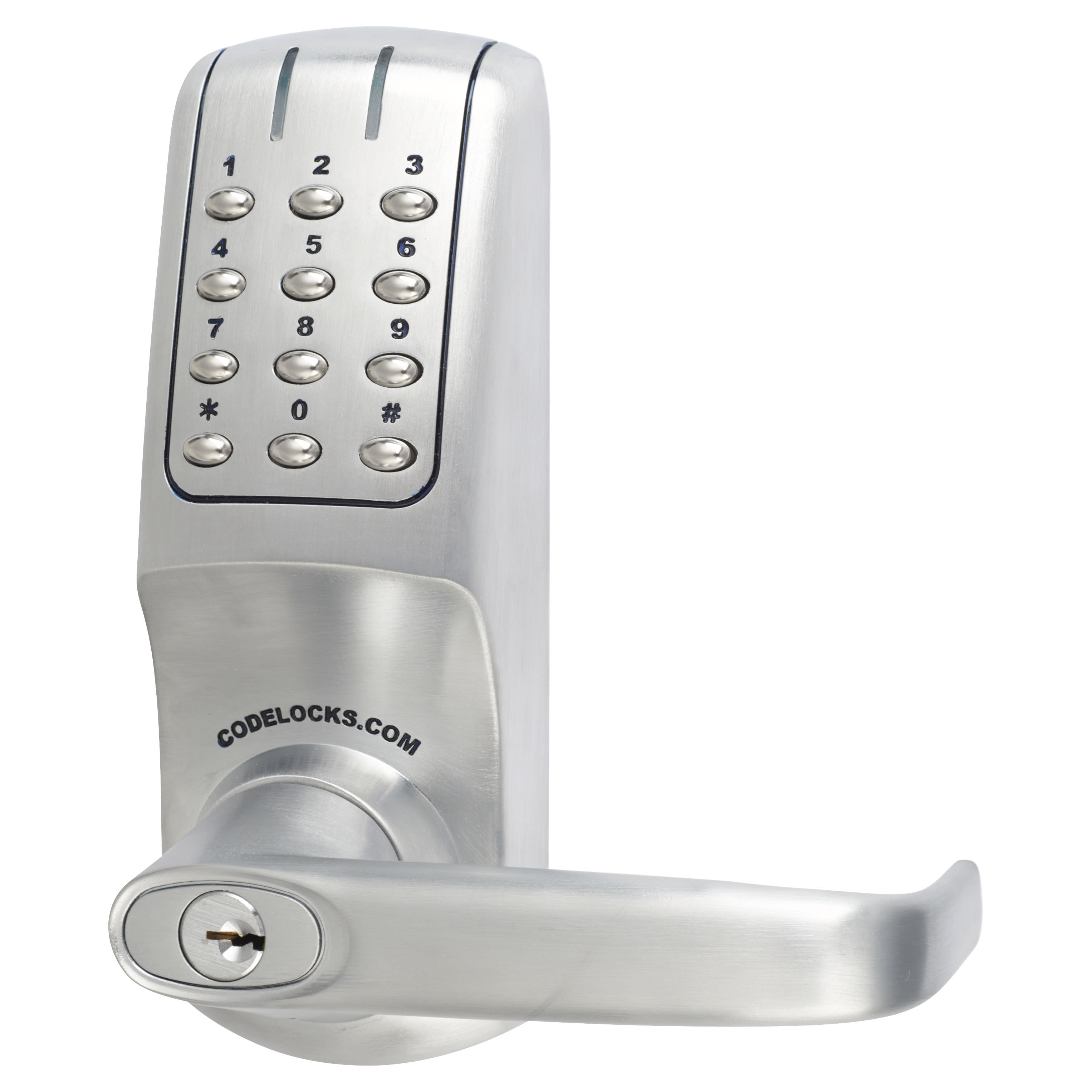 Digital Code Lock and Latch with Key Override - Brushed Steel - view 3