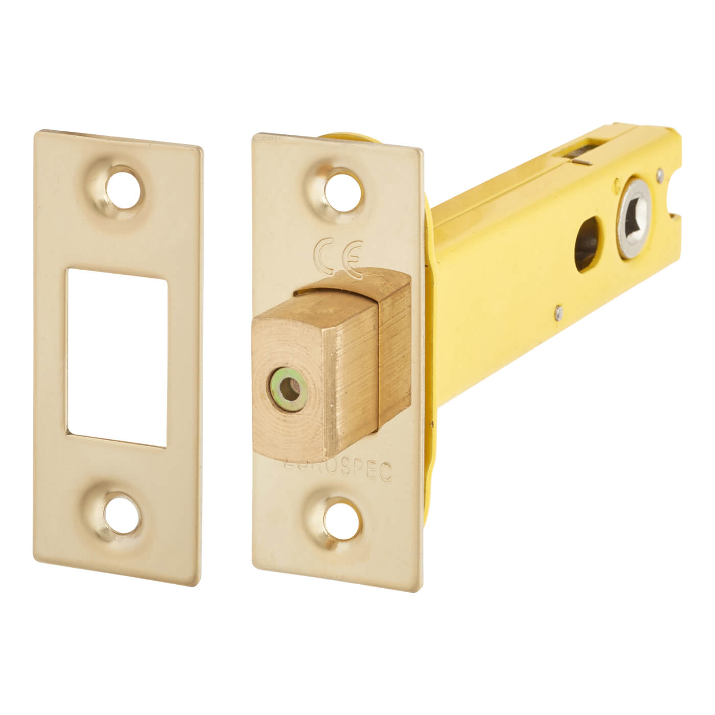 5mm Bolt Through Tubular Bathroom Deadbolt - 103mm Case - 82mm Backset - Square - PVD Brass - view 2