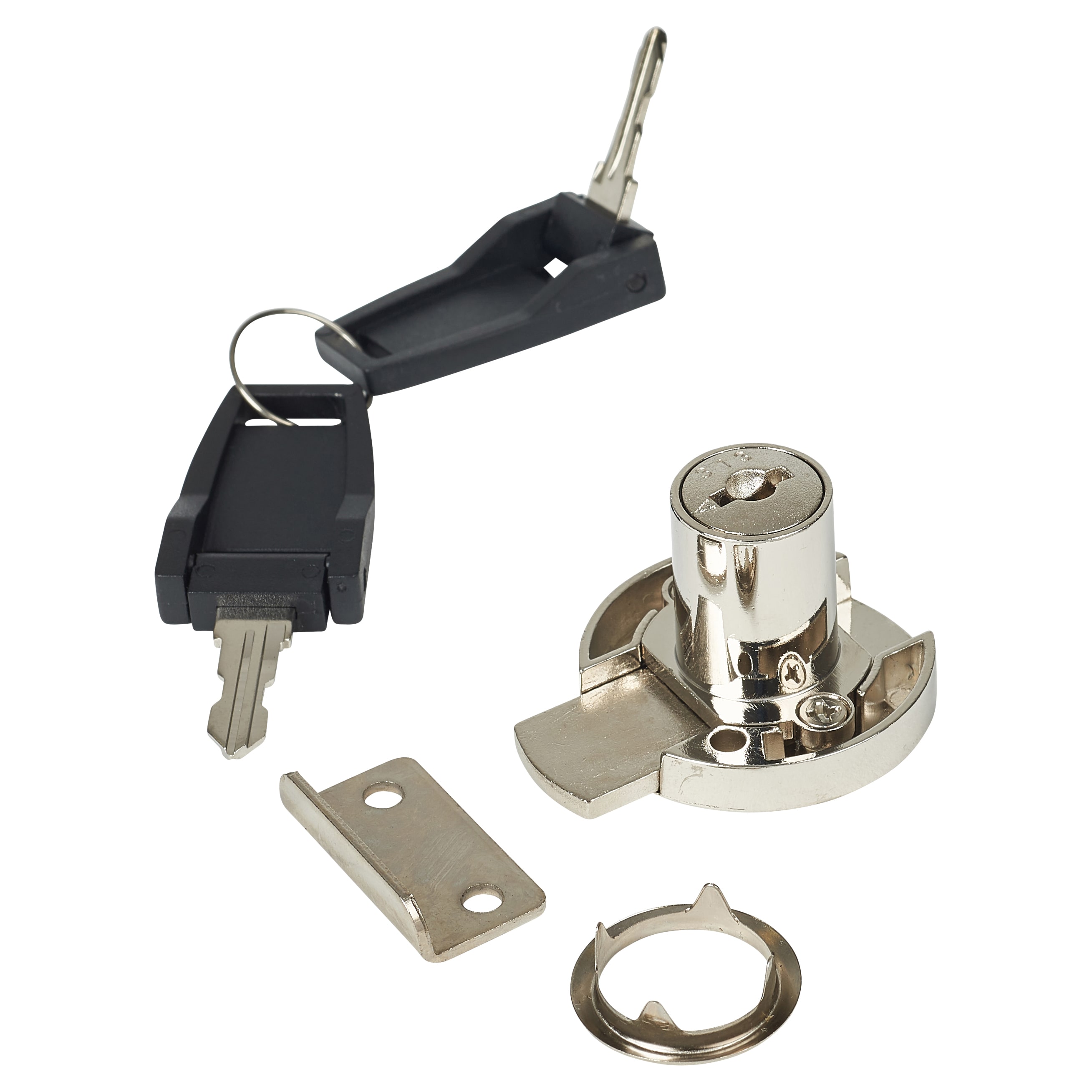 Round Drawer Lock - 18 x 22mm - Keyed to Differ - Nickel Plated - view 2