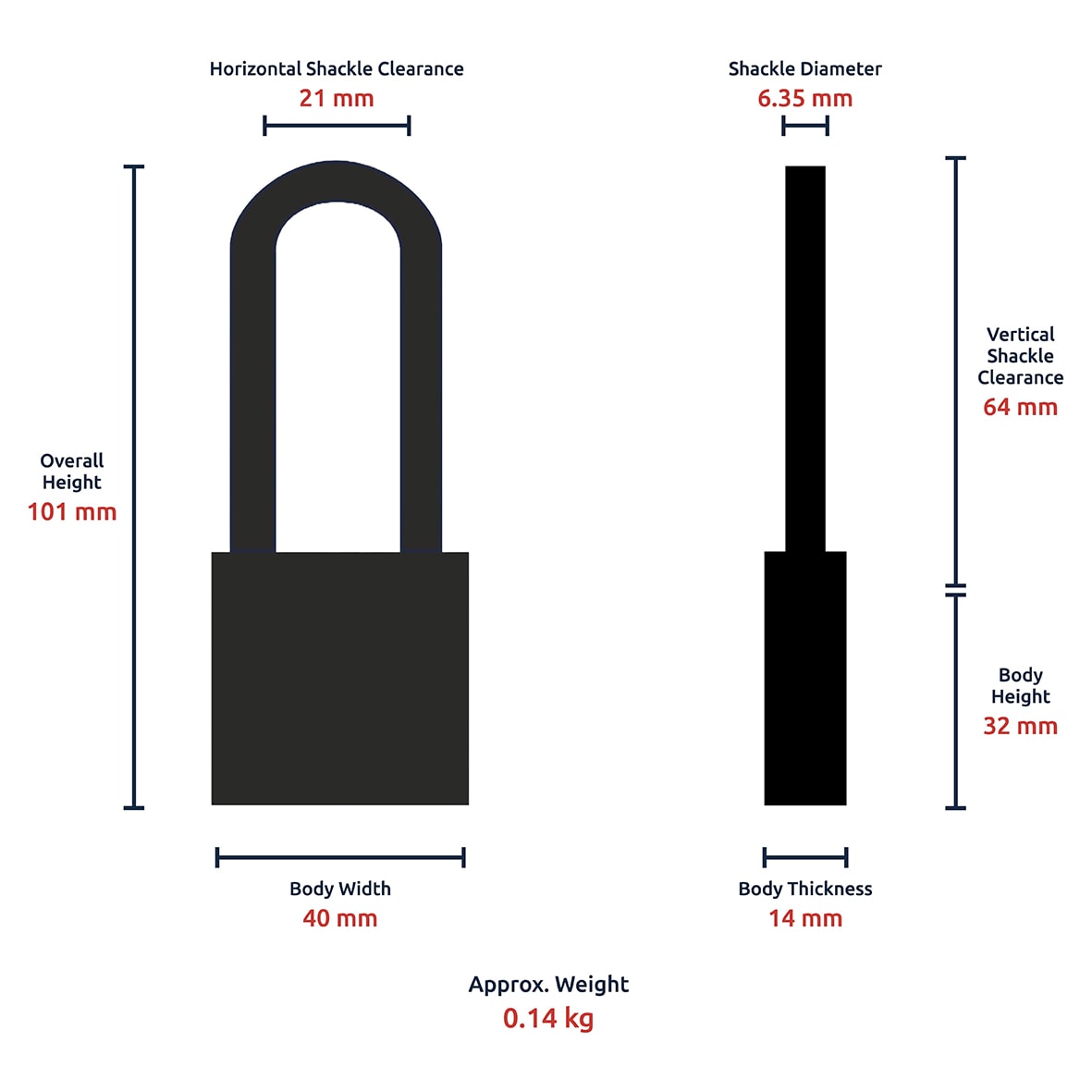 Watchman by Squire Long Shackle Padlock - 40mm Body - 64 x 23mm Shackle - Keyed to Differ - Brass - view 4