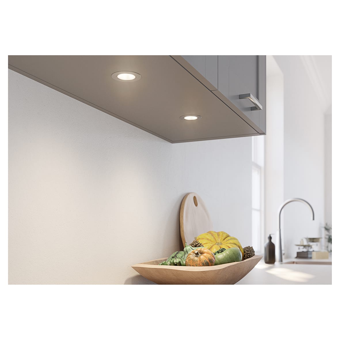 Zeta 2W LED Round Cabinet Downlight with Driver - 4000K - Stainless Steel - Pack of 3 - view 2