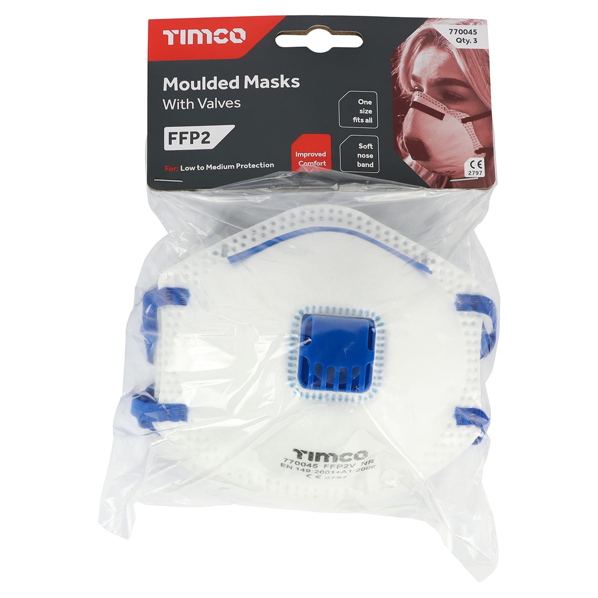 Moulded Valved Mask - - Pack of 3 - view 3