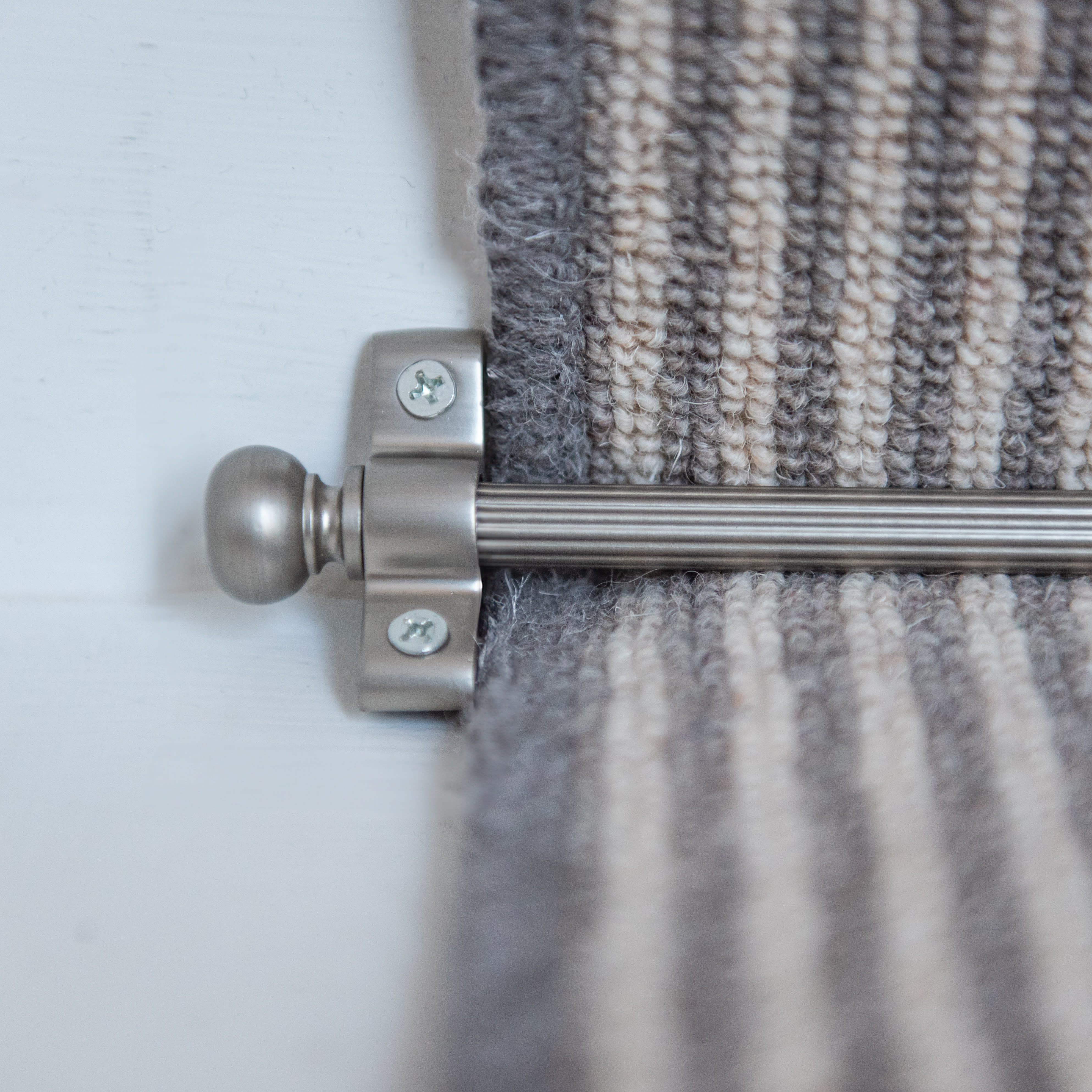 Lines Stair Rod with Round Bulb Finials - 900mm Length - Satin Nickel - view 5