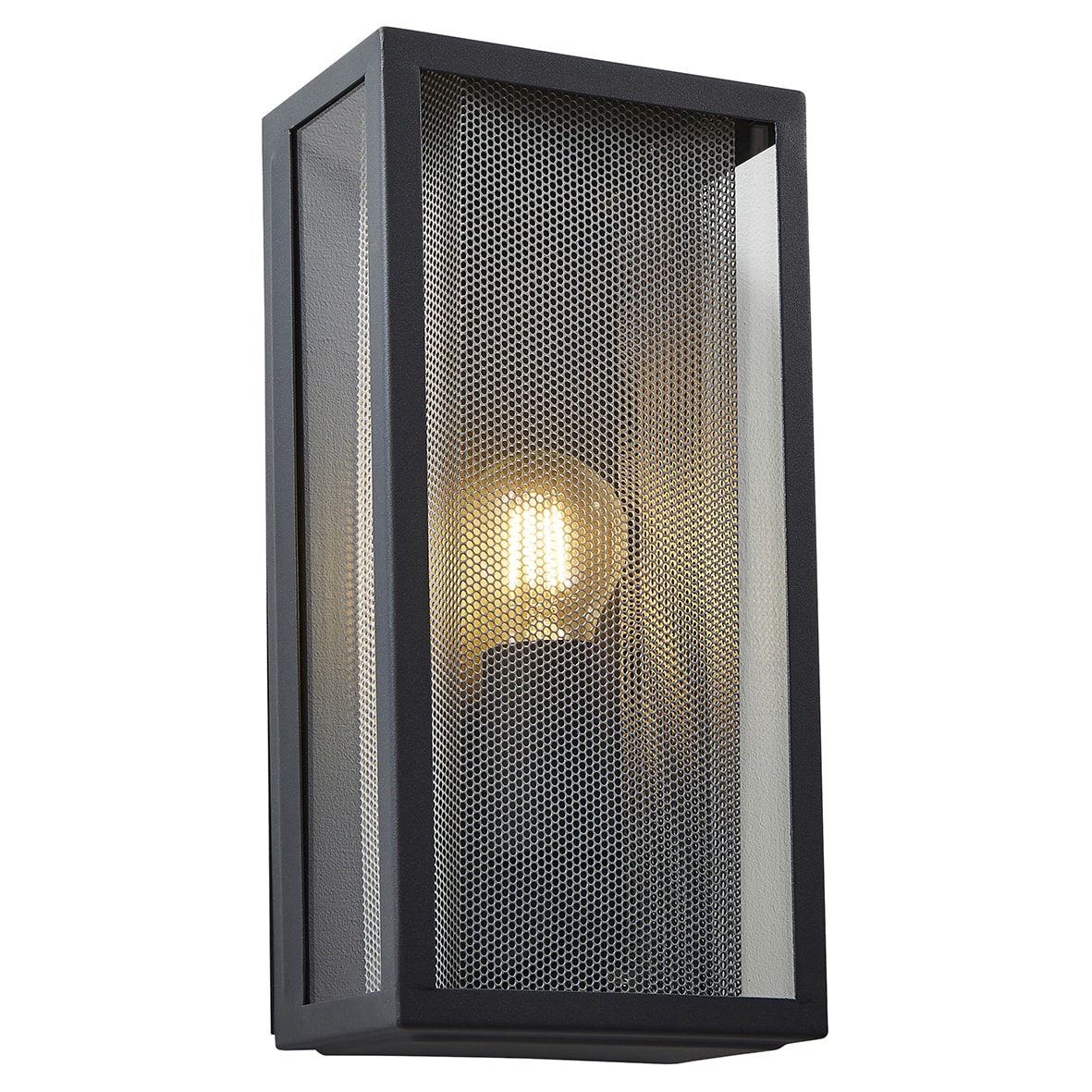 Forum Zink Cuba Outdoor Wall Lantern Light - IP44 - Anthracite with Silver Mesh Insert - view 3