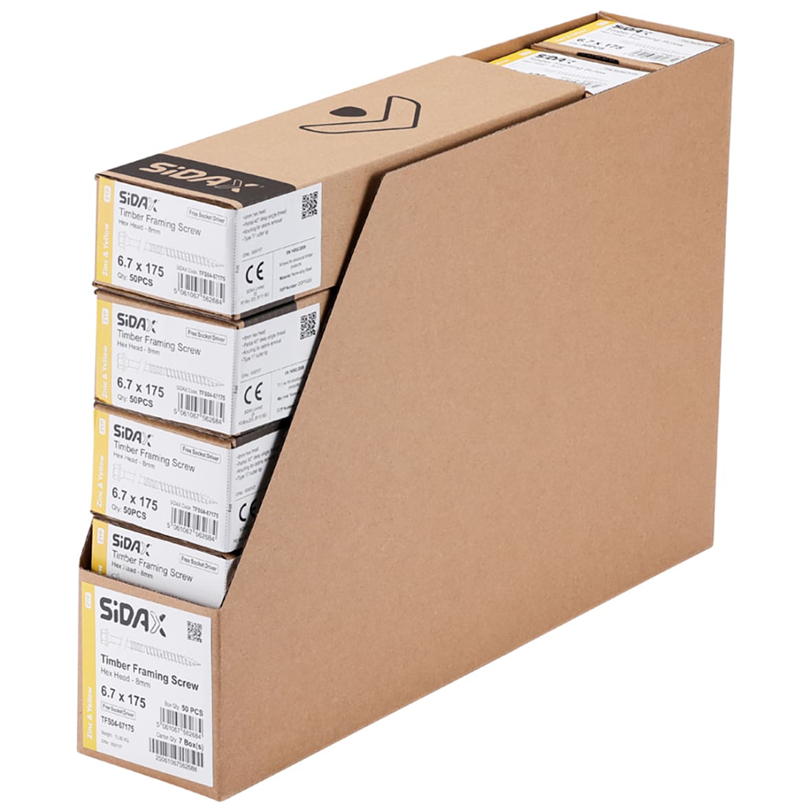 Timber Frame Screws Hex Head - 6.7 x 175mm - Yellow Zinc - Pack of 50 - view 3