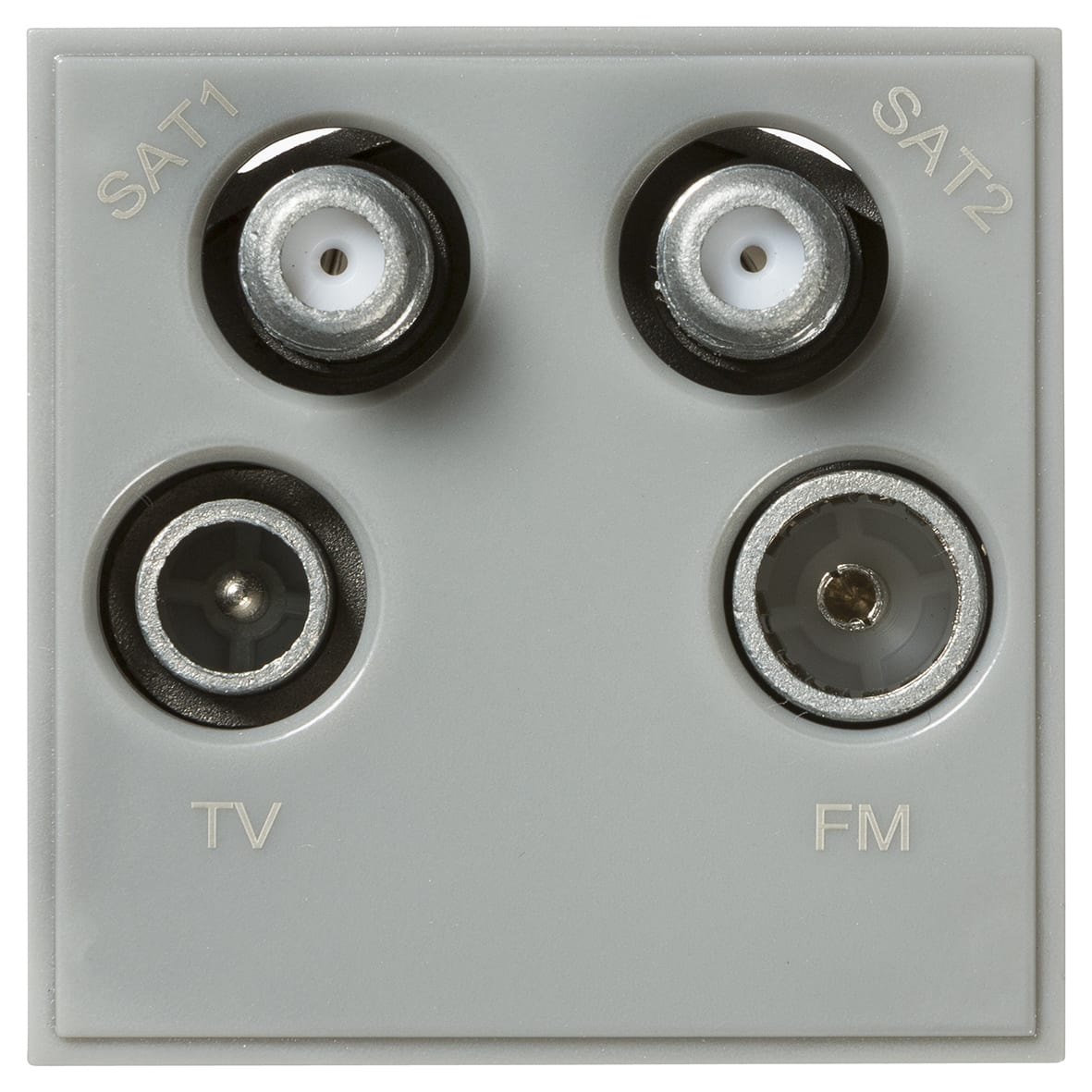 1 Gang TV + 2 x F type Satellite + FM/DAB Quadplexer Euro Module - Grey - view 2