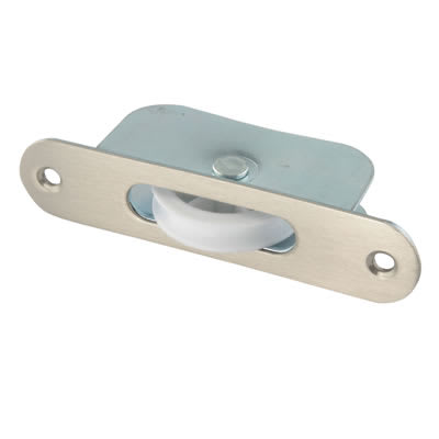 Radius Axle Sash Window Pulley - 44mm Curved Nylon Wheel - Satin Nickel - view 2
