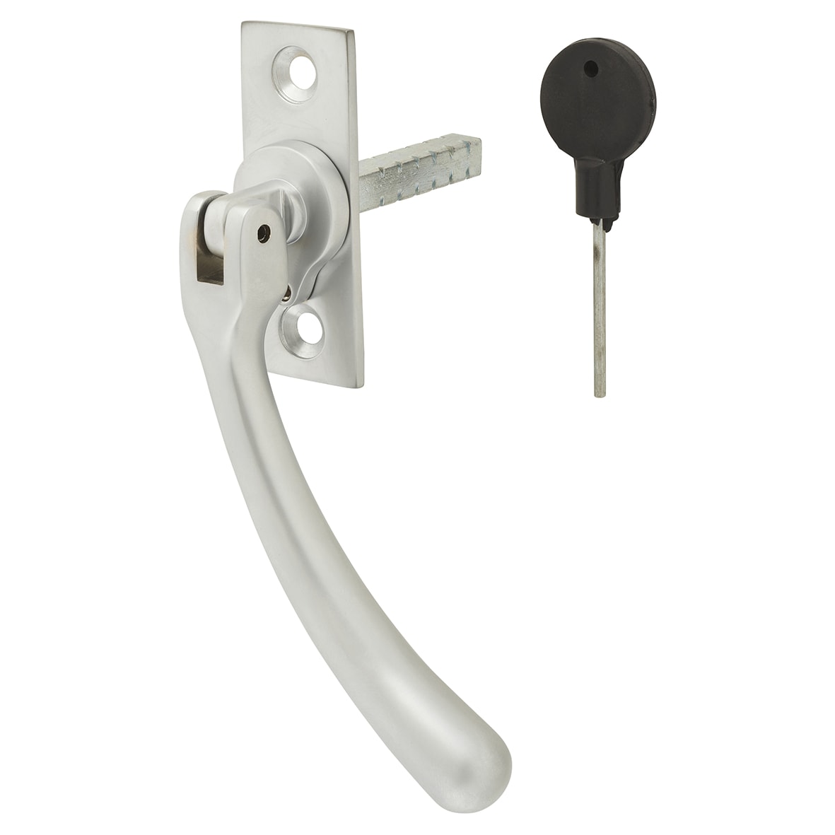 Bulb End Locking Espagnolette Casement Window Handle - Right Hand - Soft Satin Chrome - view 2