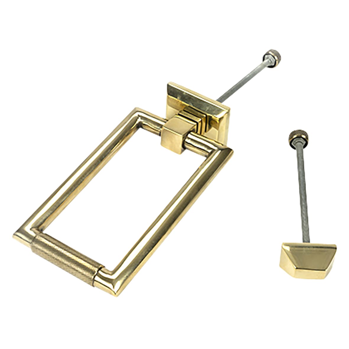 Brompton Rectangular Knurled Door Knocker - Aged Brass - 145 x 90mm - view 3