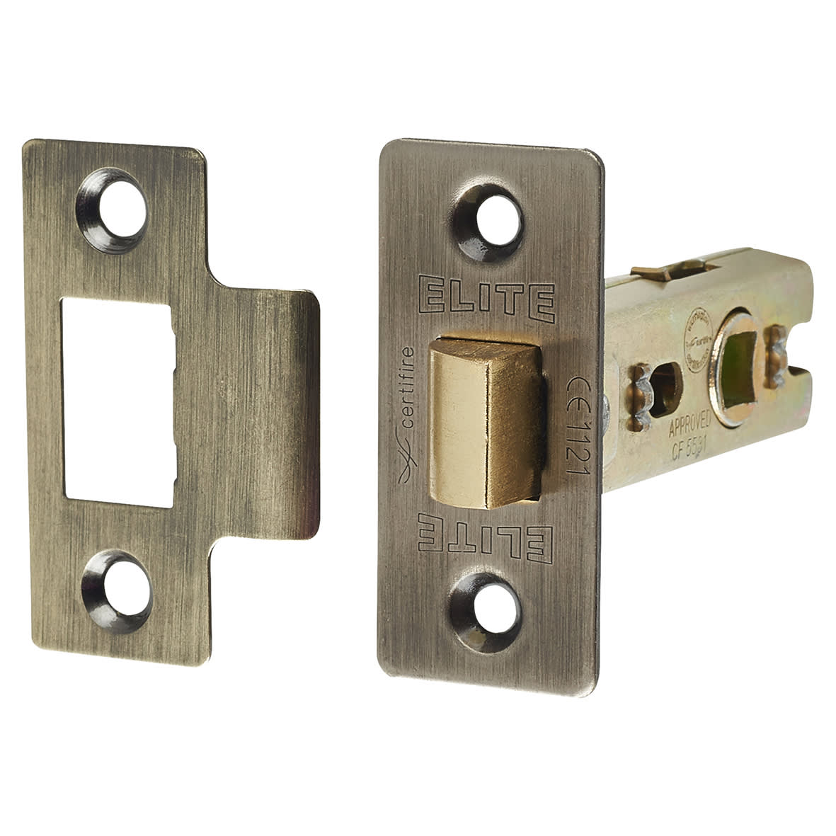 Antique Brass Lines Latch Door Handles on Rose Pack - Nova Range - view 4