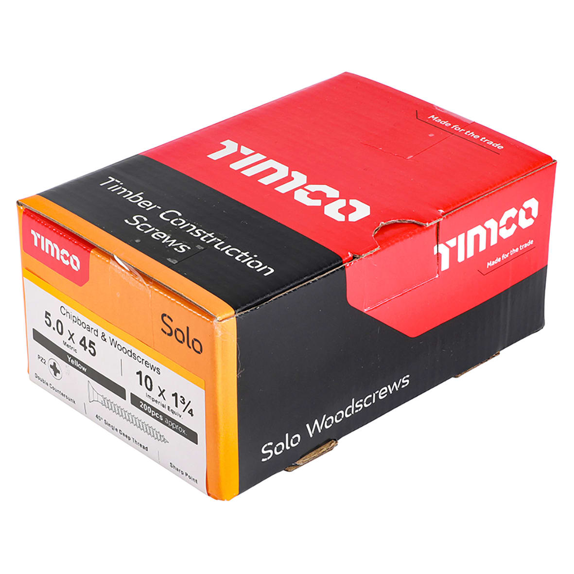 Solo Chippy Pozi Countersunk Wood Screws - 5.0 x 45mm - Yellow Zinc - Pack of 200 - view 4