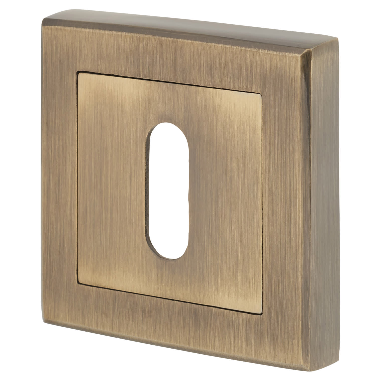 Square Escutcheon - 52 x 52mm - Keyhole - Antique brass - view 2