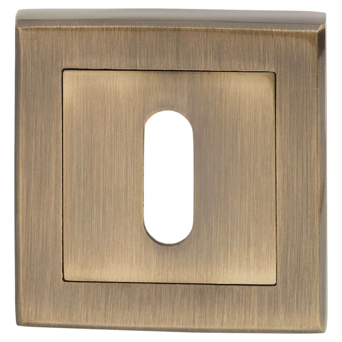 Square Escutcheon - 52 x 52mm - Keyhole - Antique brass - view 3